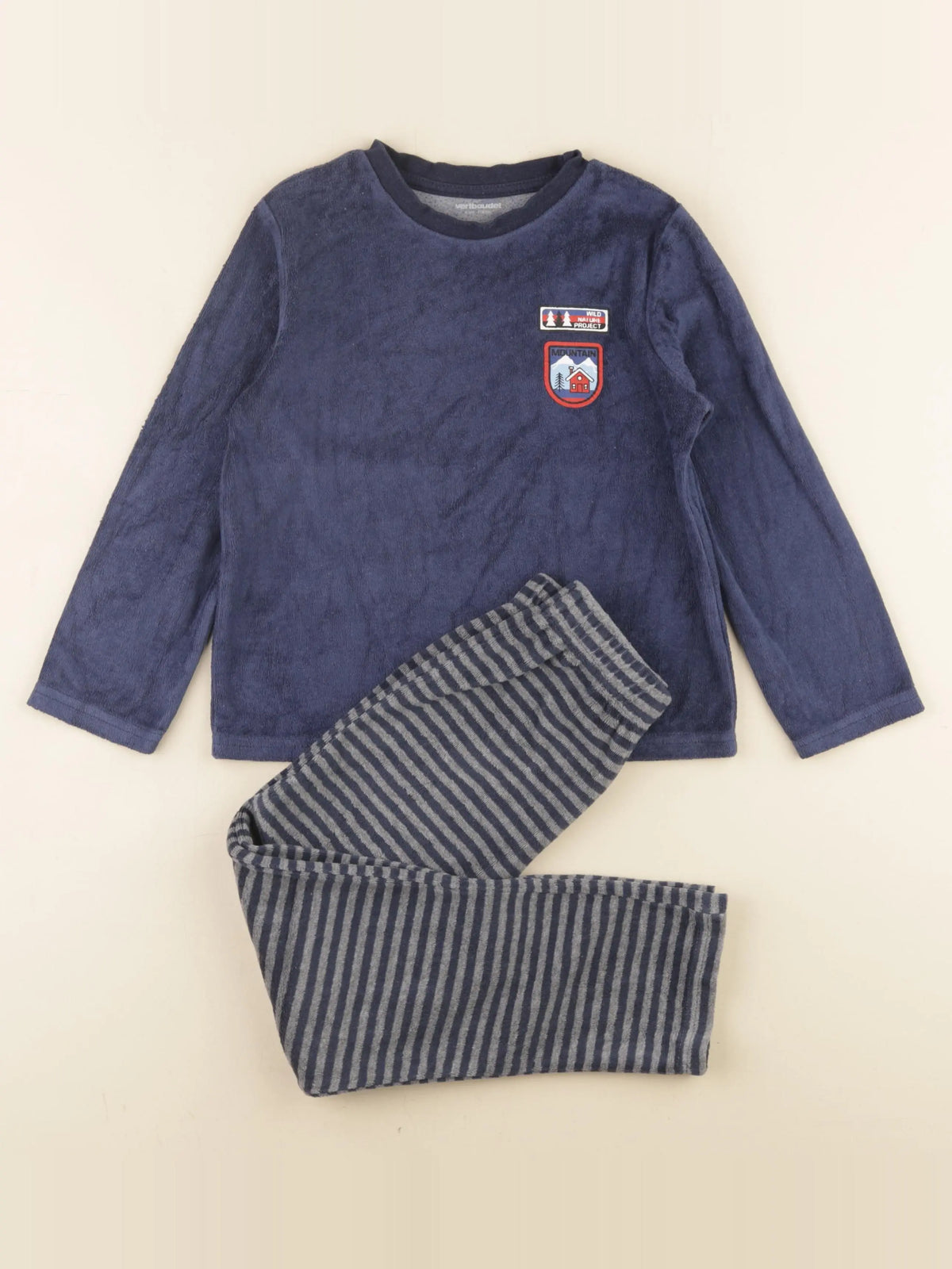 Vertbaudet - pyjama velours bleu - 6 ans