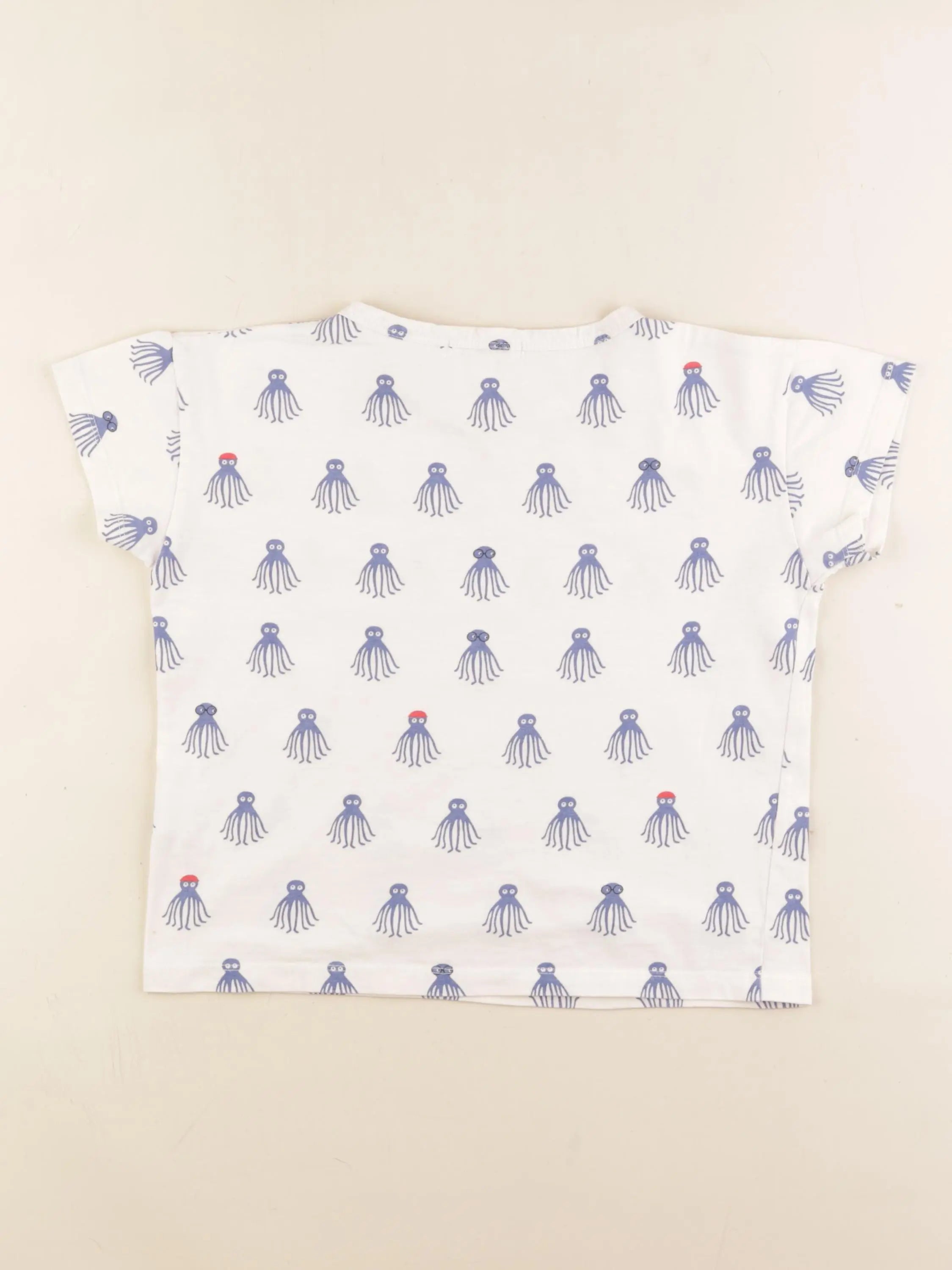 Emile et Ida - tee-shirt blanc, bleu - 8 ans