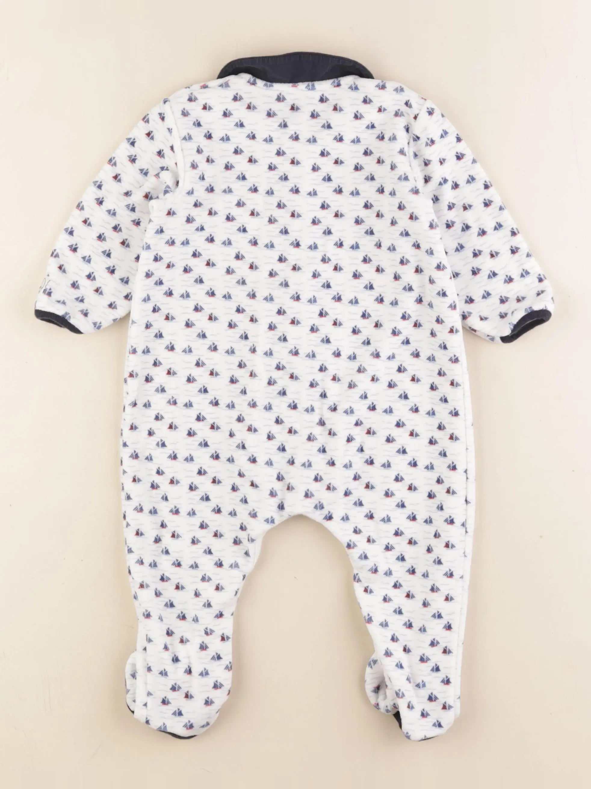 Petit Bateau - pyjama velours bleu - 12 mois