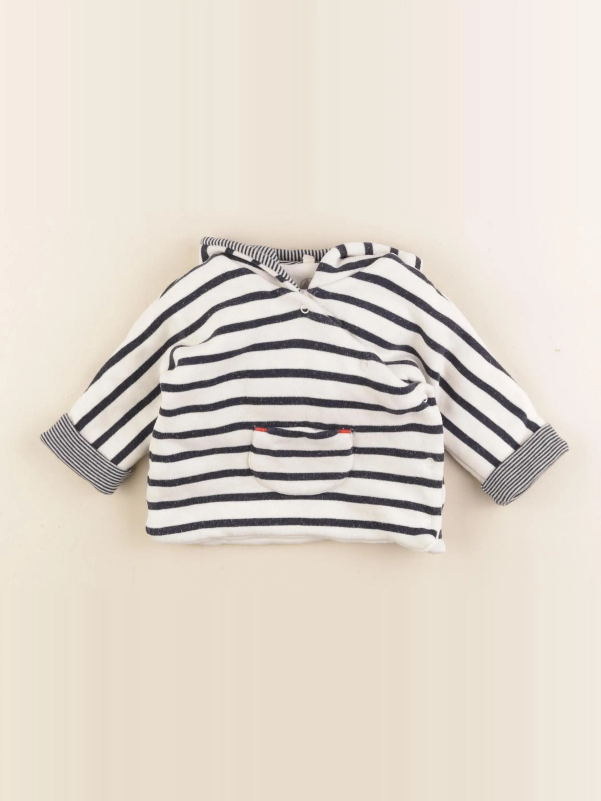 Petit Bateau - sweat bleu, blanc - 6 mois