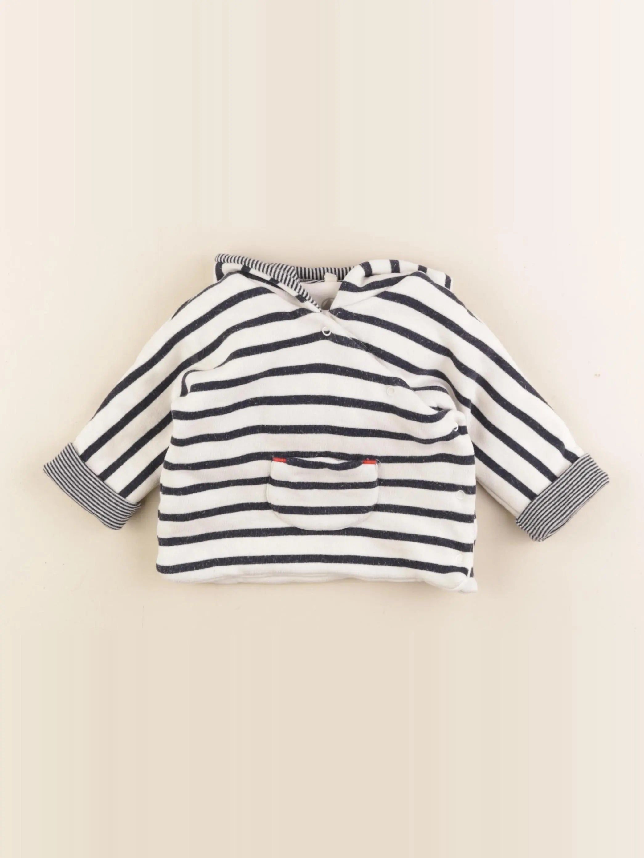Petit Bateau - sweat bleu, blanc - 6 mois