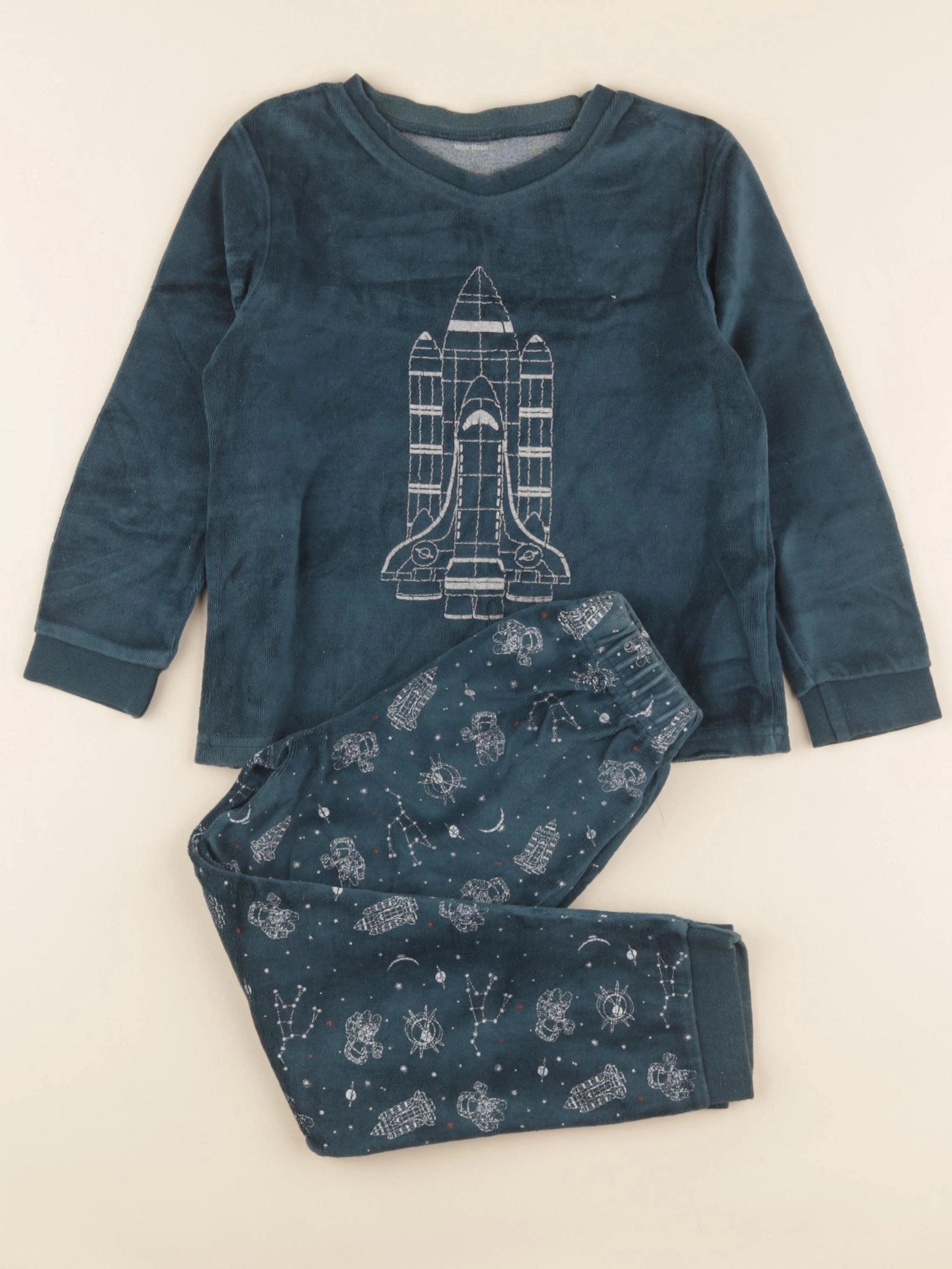 Vertbaudet - pyjama velours bleu - 6 ans