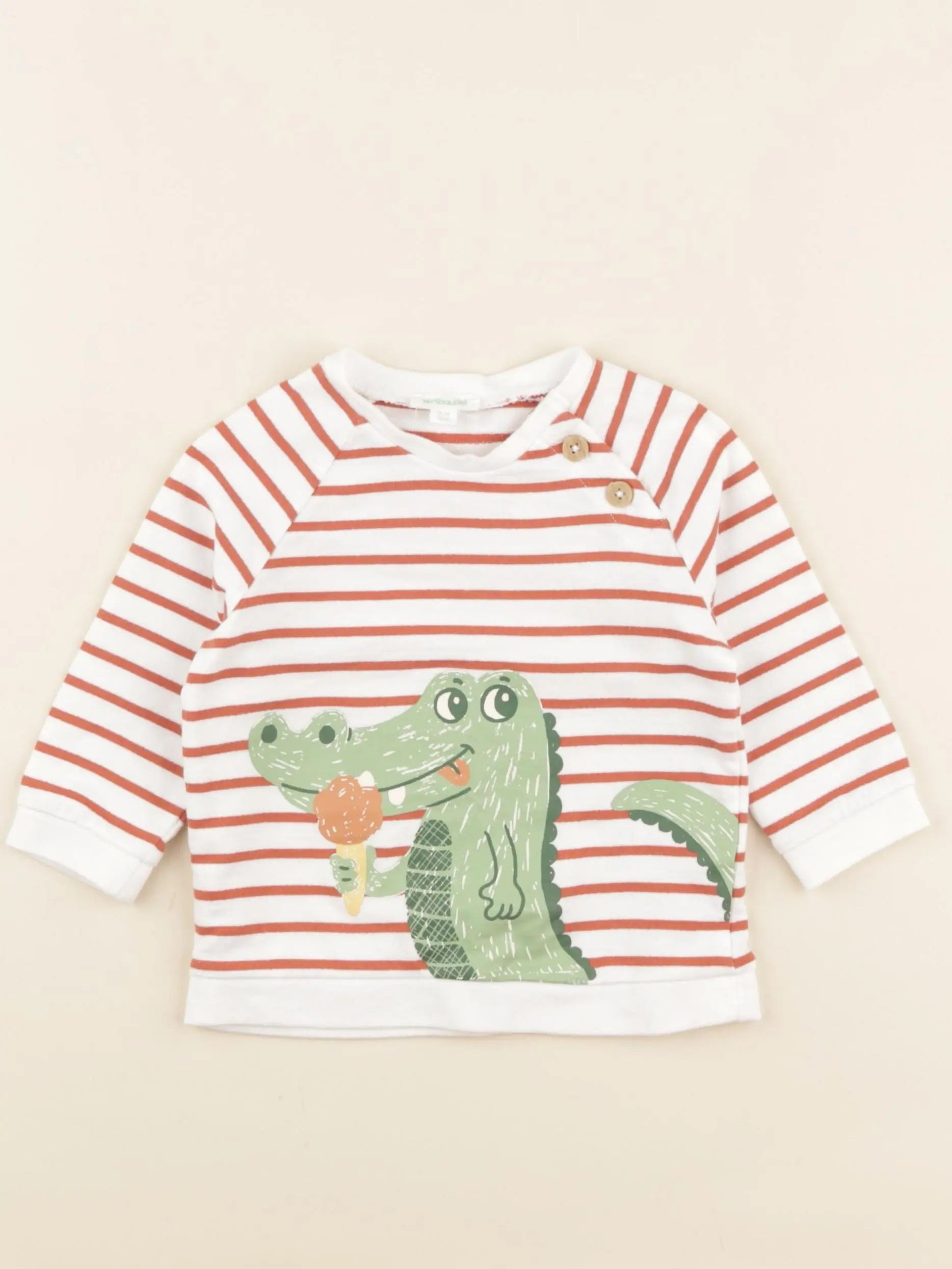 Vertbaudet - sweat blanc, rouge - 12 mois