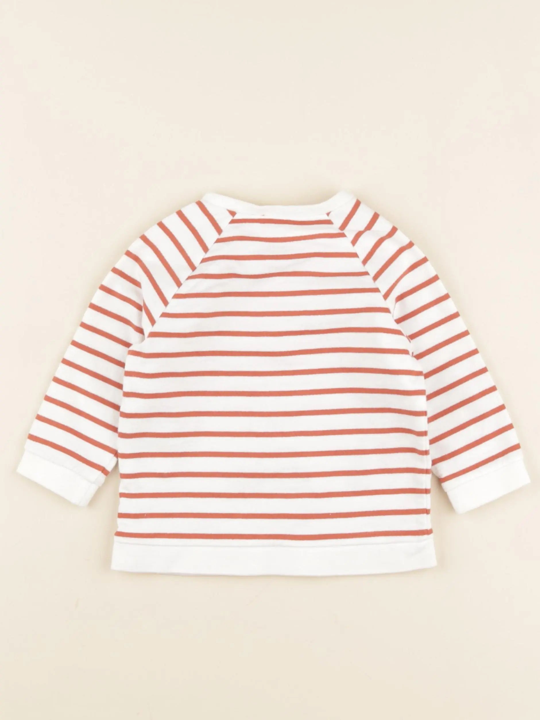 Vertbaudet - sweat blanc, rouge - 12 mois