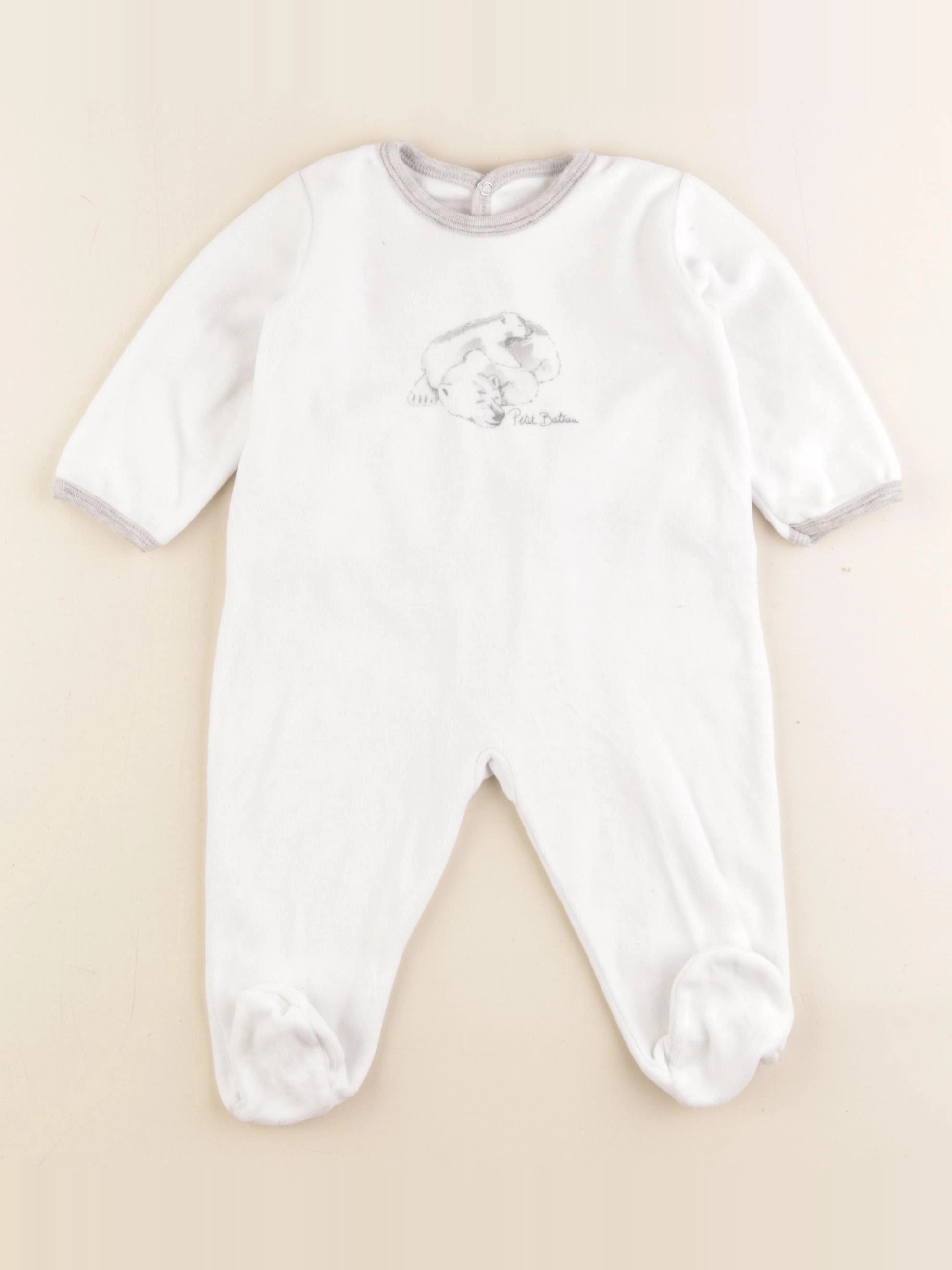 Petit Bateau - pyjama velours blanc - 12 mois