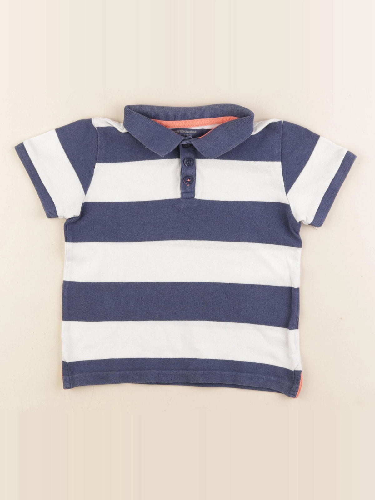 Vertbaudet - polo bleu, blanc - 3 ans