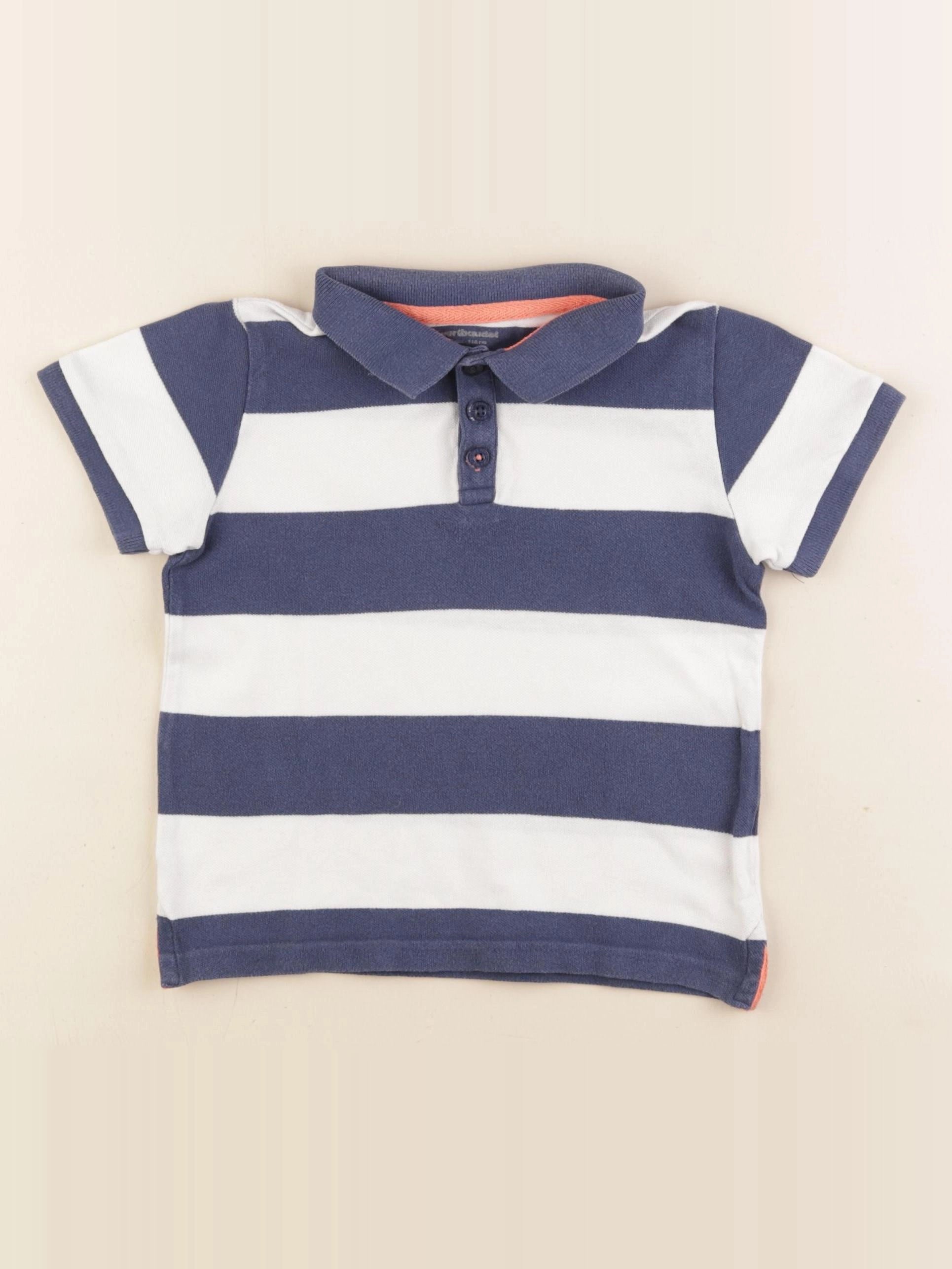 Vertbaudet - polo bleu, blanc - 3 ans