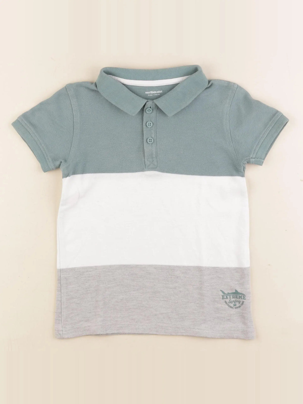 Vertbaudet - polo vert, blanc - 6 ans