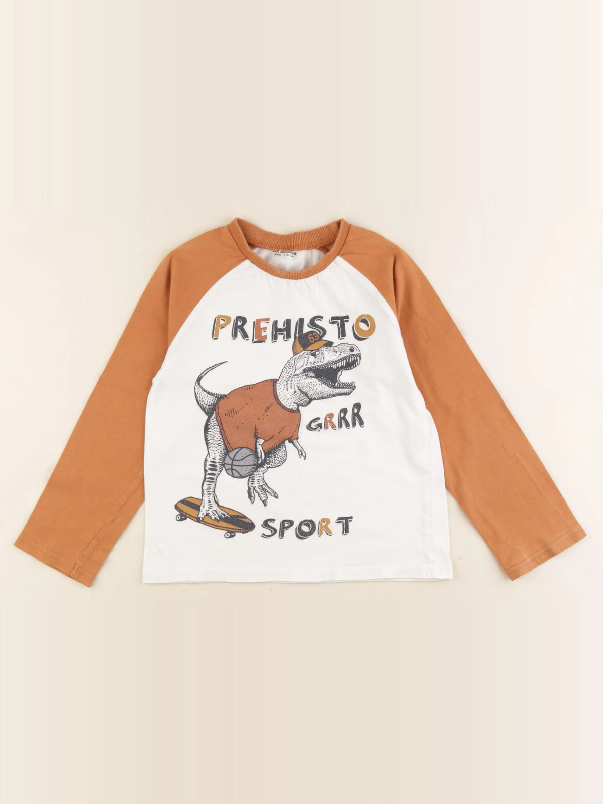 Vertbaudet - tee-shirt marron, blanc - 6 ans