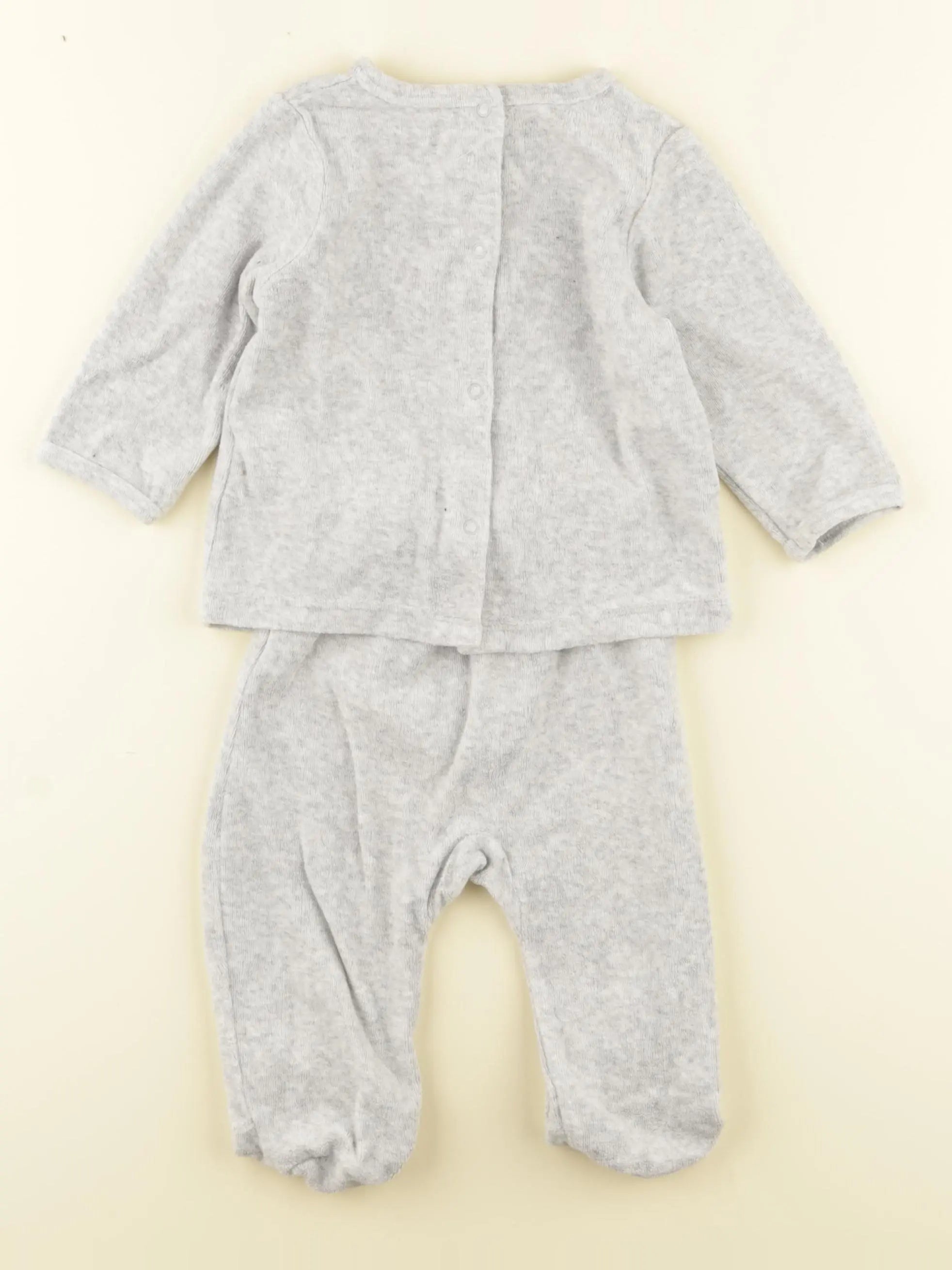 Vertbaudet - pyjama velours gris - 6 mois
