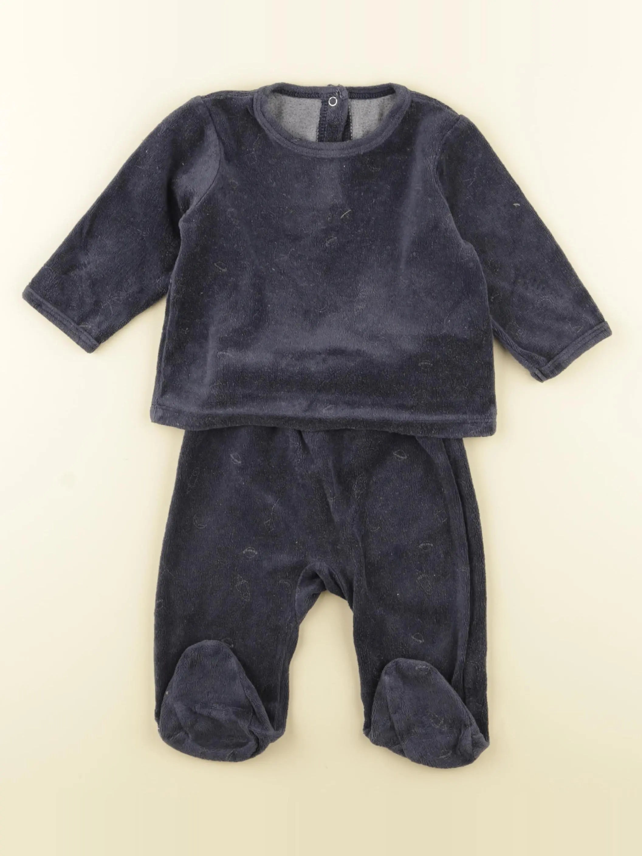 Vertbaudet - pyjama velours bleu - 6 mois