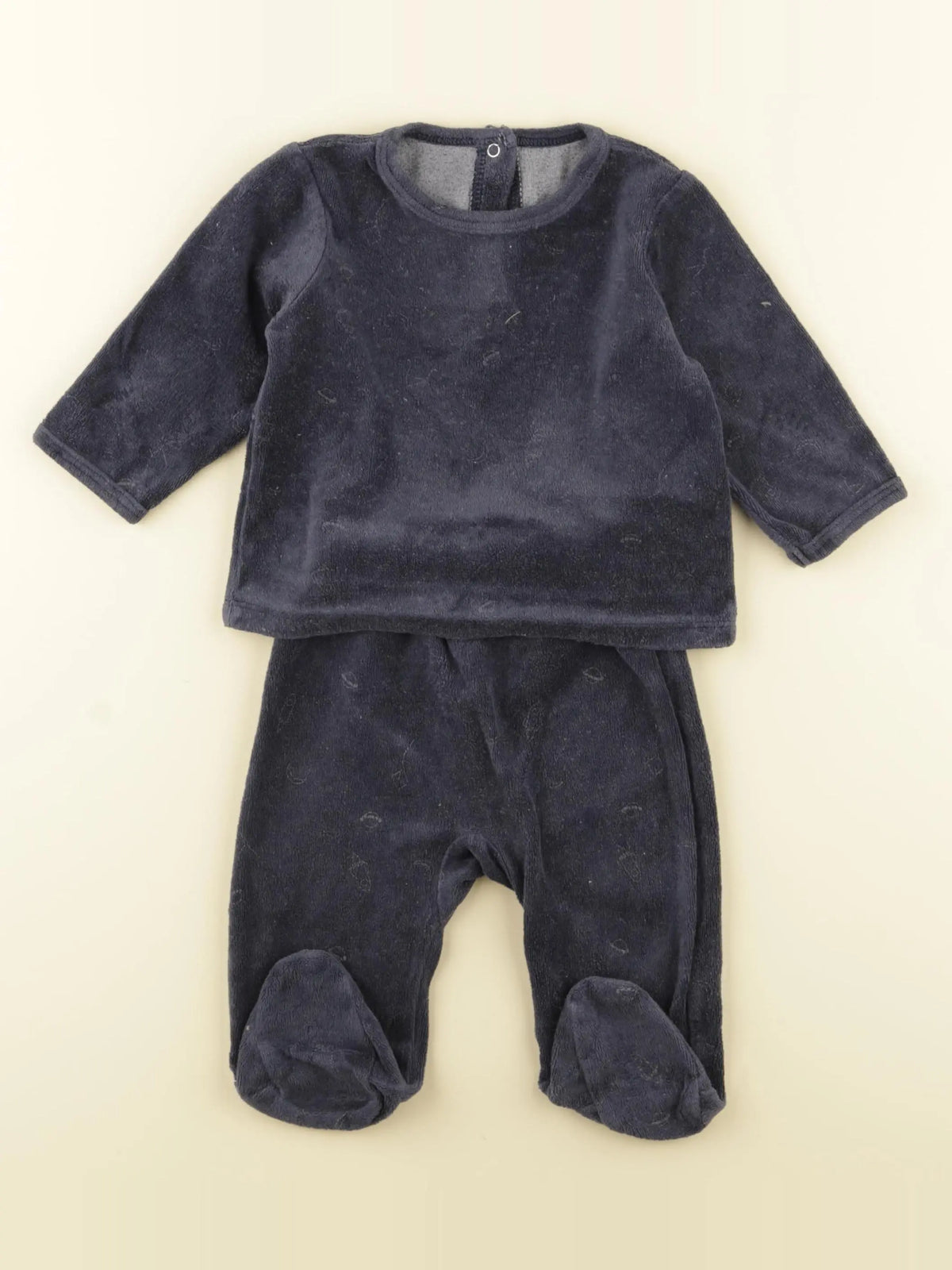 Vertbaudet - pyjama velours bleu - 6 mois