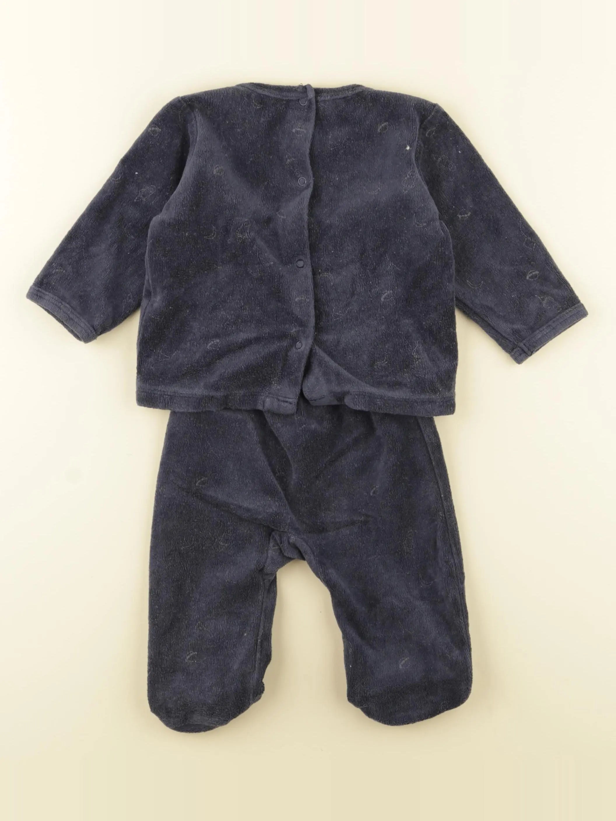 Vertbaudet - pyjama velours bleu - 6 mois