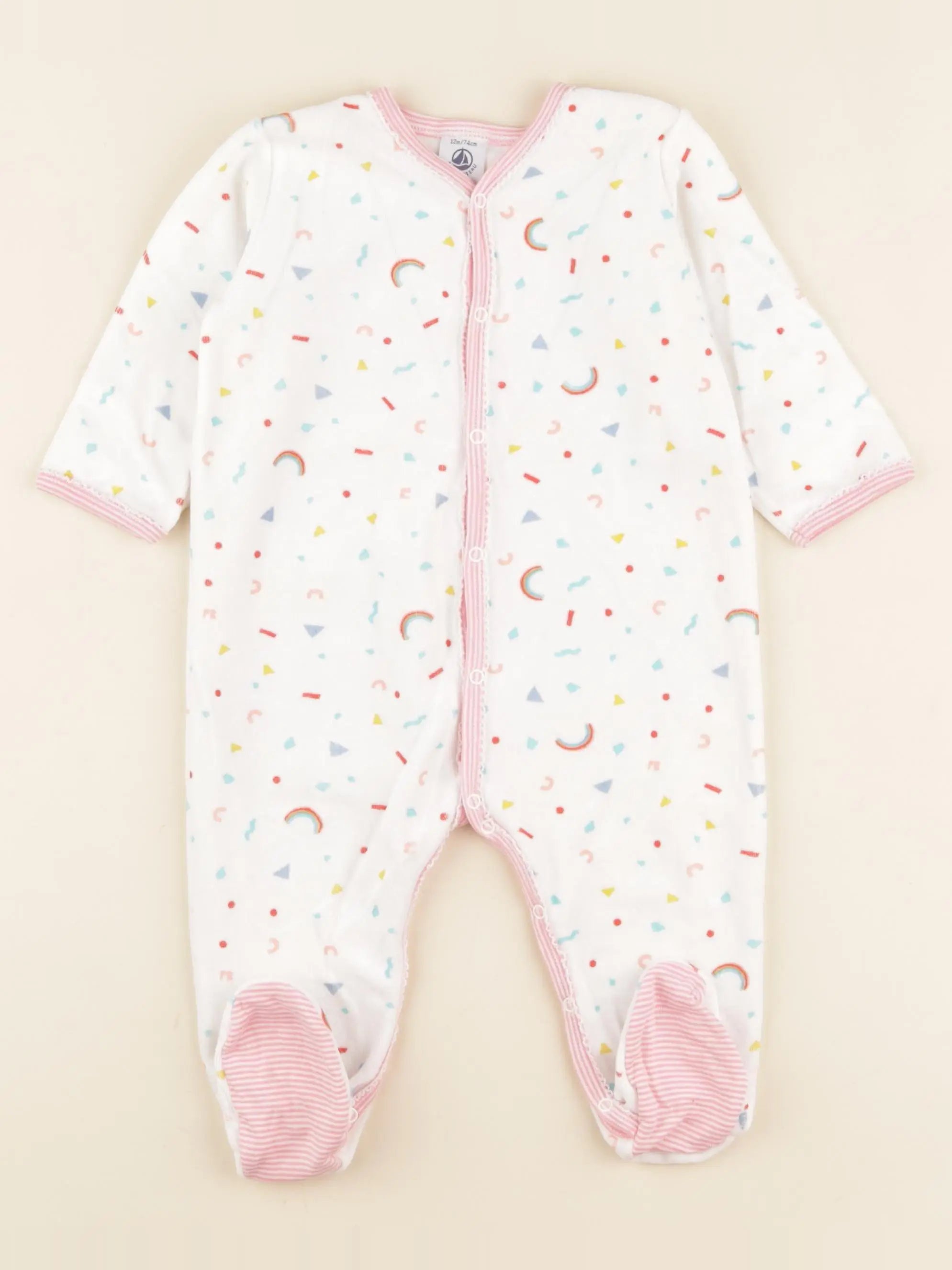 Petit Bateau - pyjama velours blanc - 12 mois