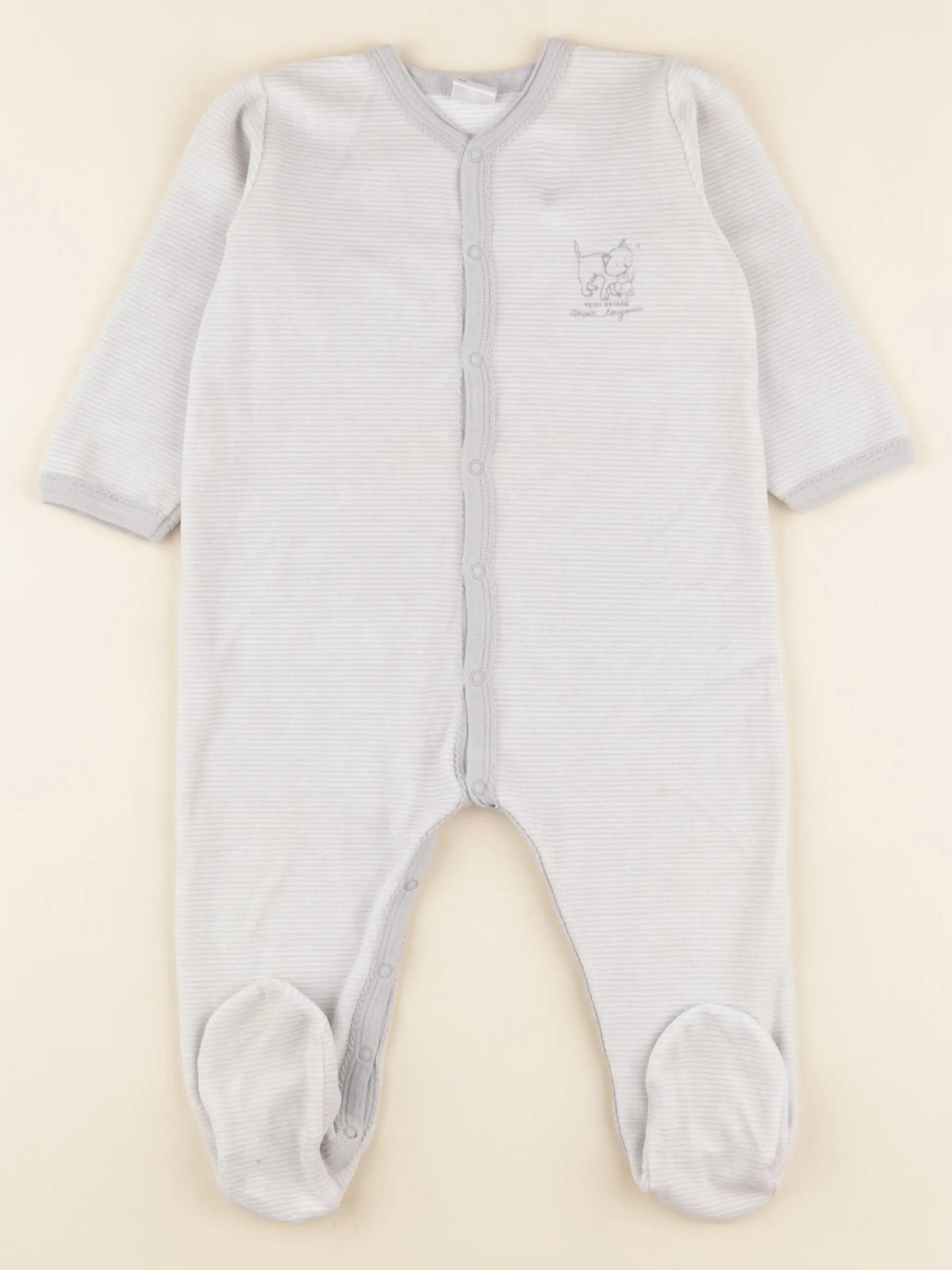 Petit Bateau - pyjama velours gris - 18 mois