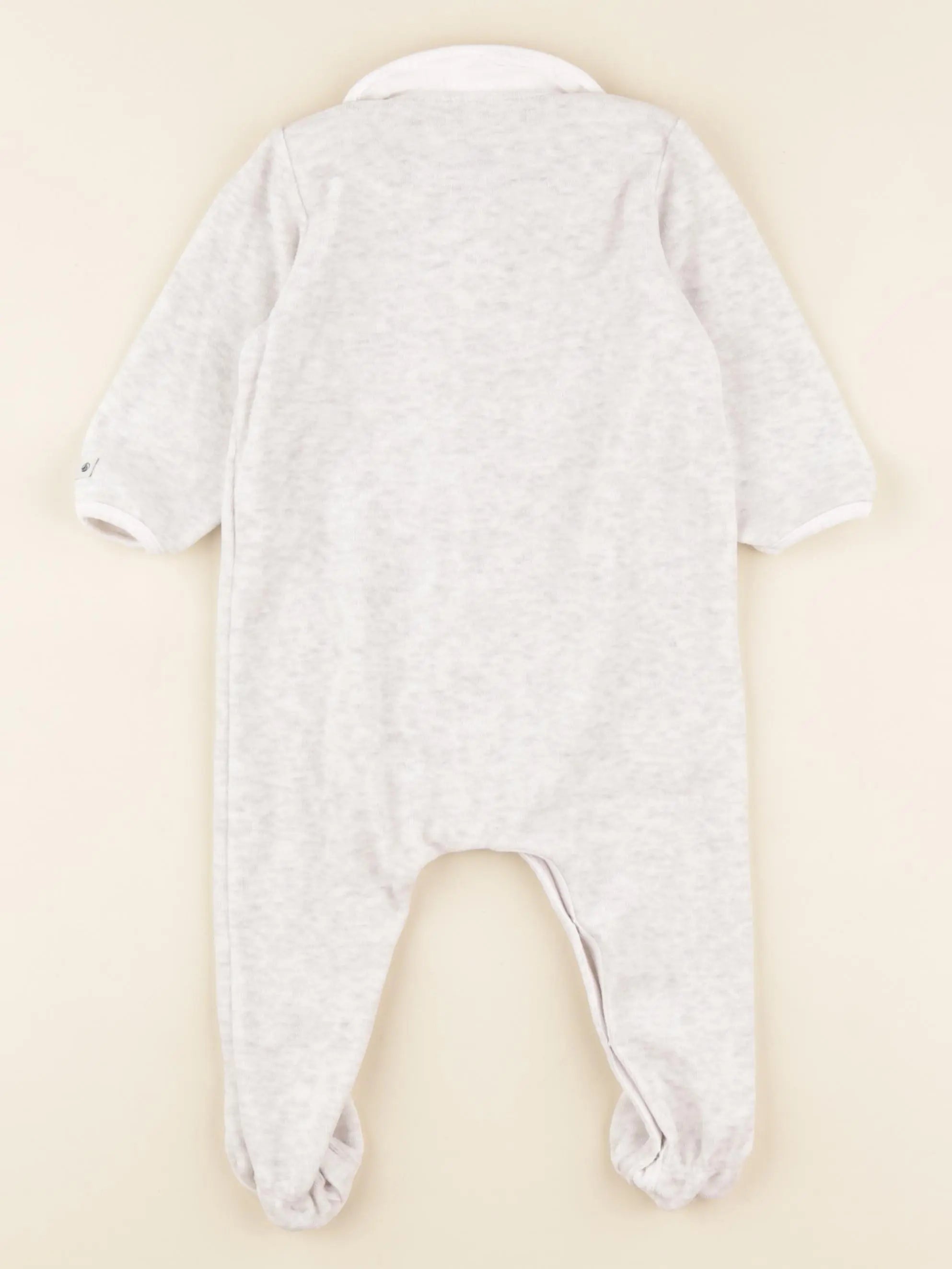 Petit Bateau - pyjama velours gris - 12 mois