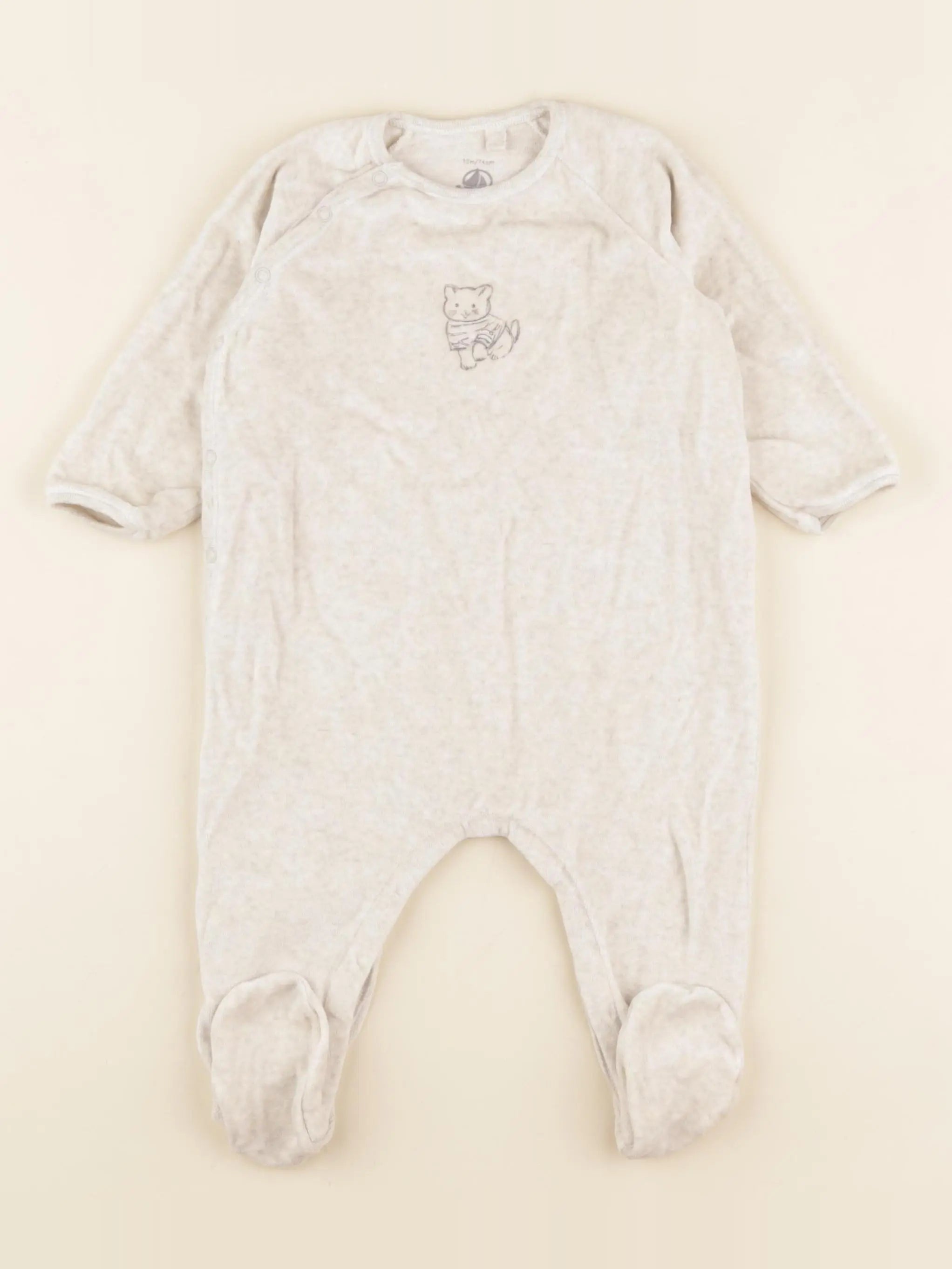 Petit Bateau - pyjama velours beige - 12 mois