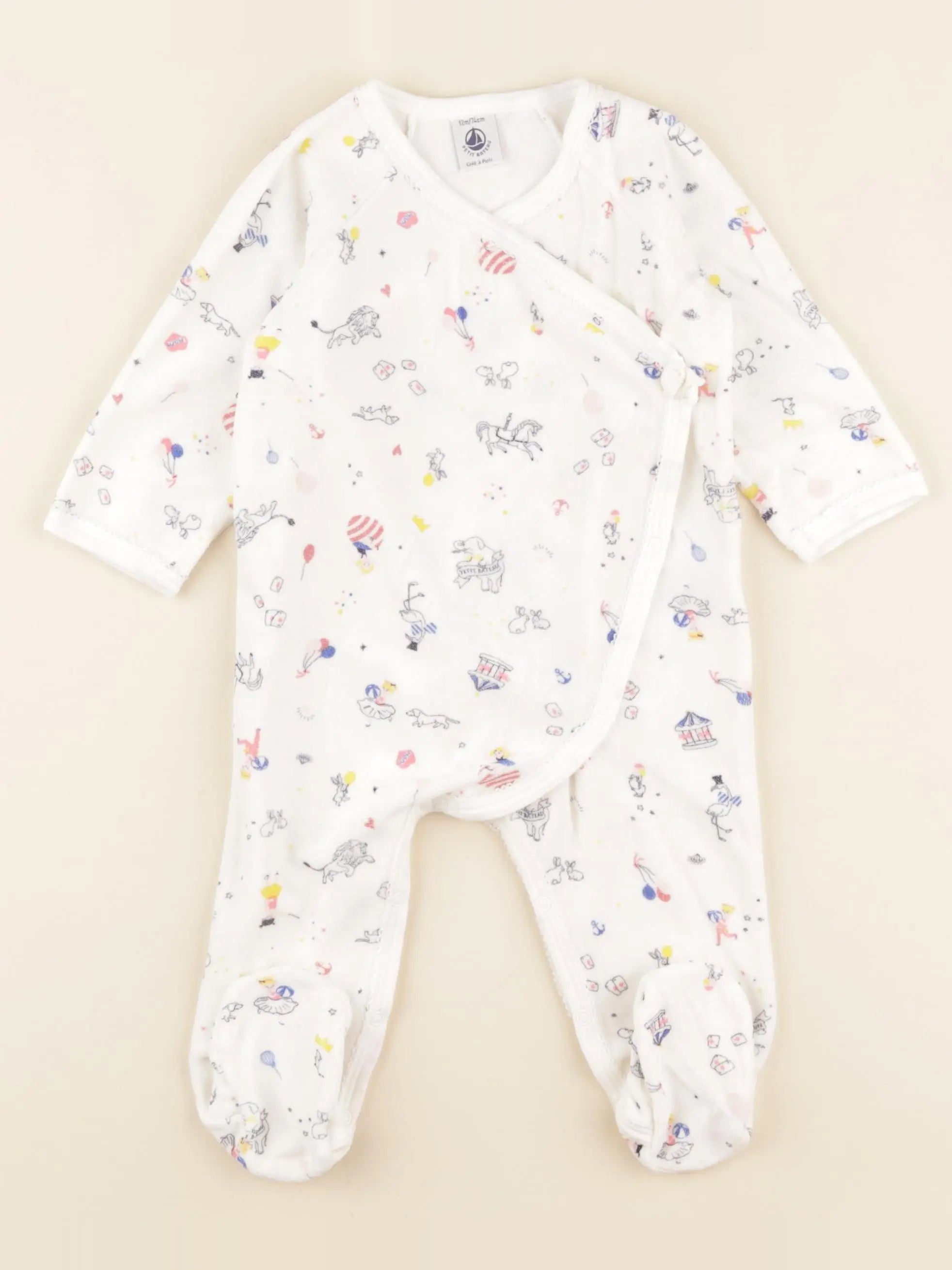 Petit Bateau - pyjama velours blanc - 12 mois