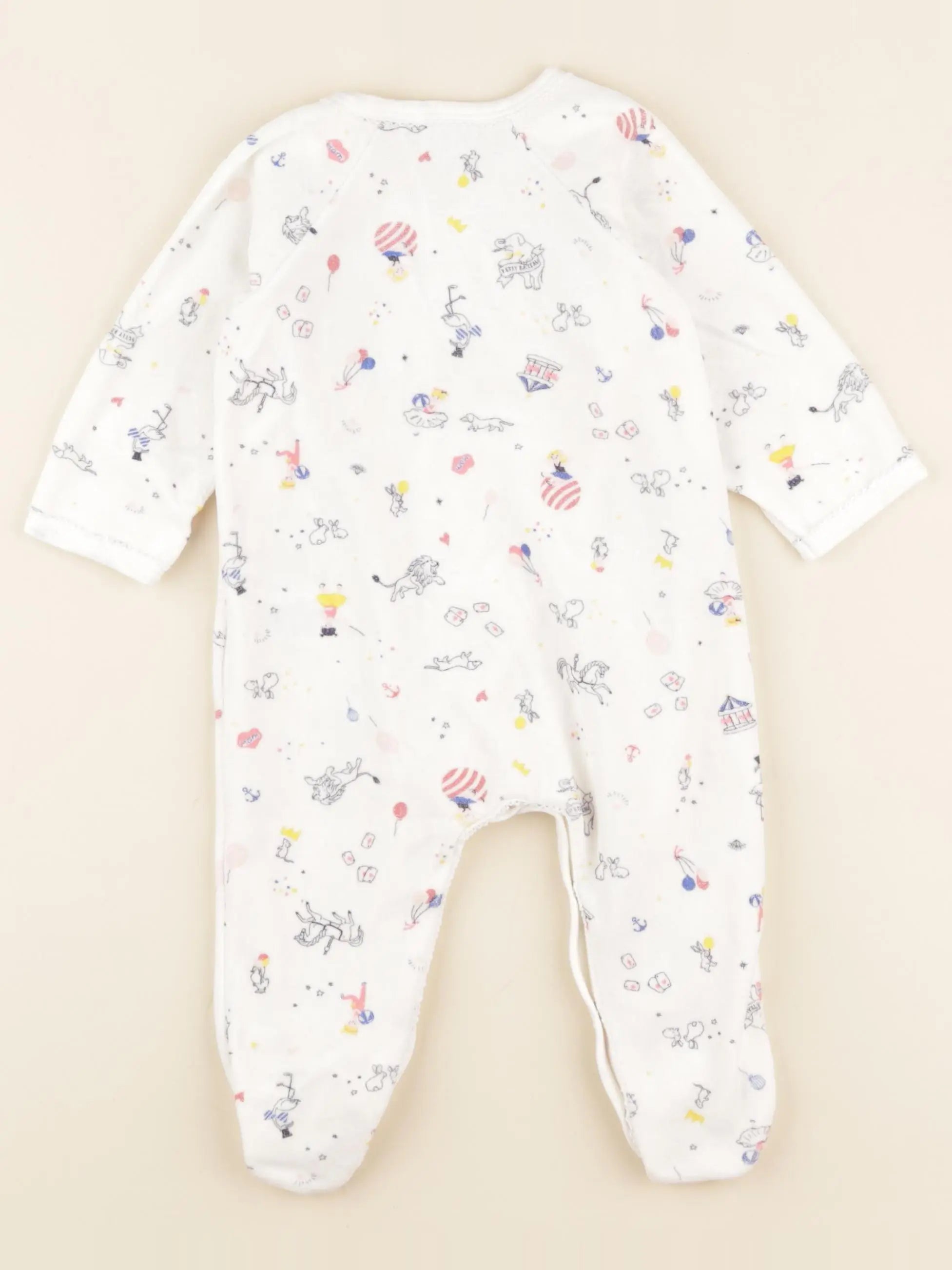 Petit Bateau - pyjama velours blanc - 12 mois