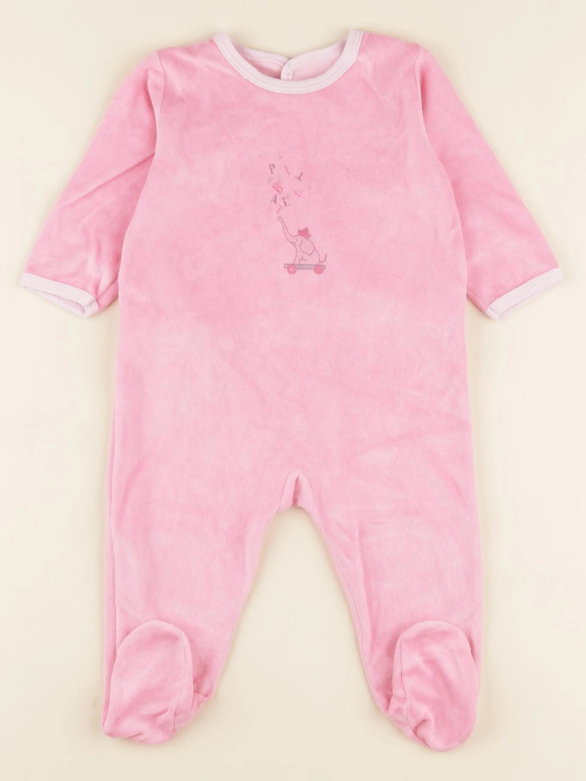 Petit Bateau - pyjama velours rose - 12 mois