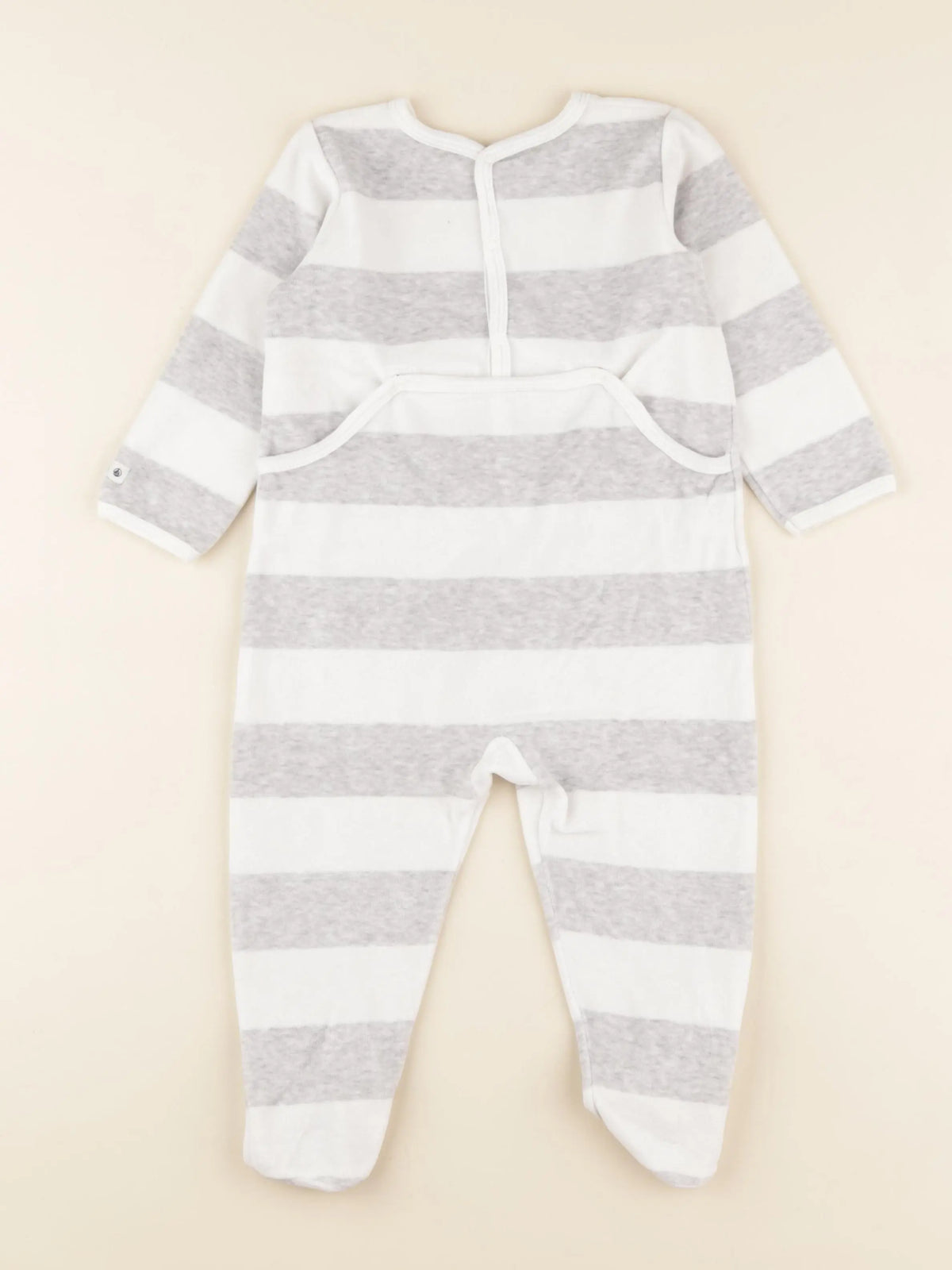 Petit Bateau - pyjama velours blanc, gris - 18 mois