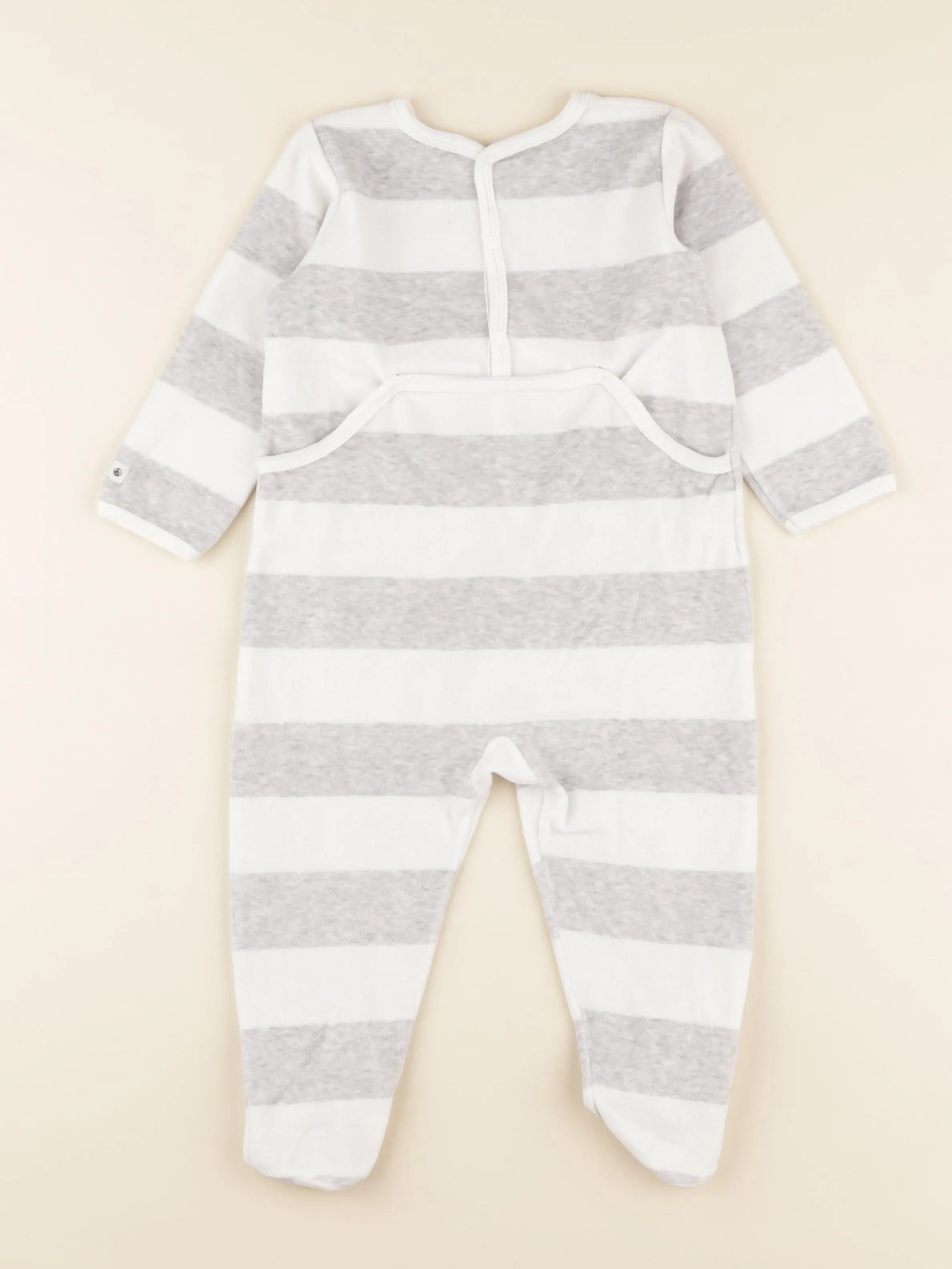 Petit Bateau - pyjama velours blanc, gris - 18 mois