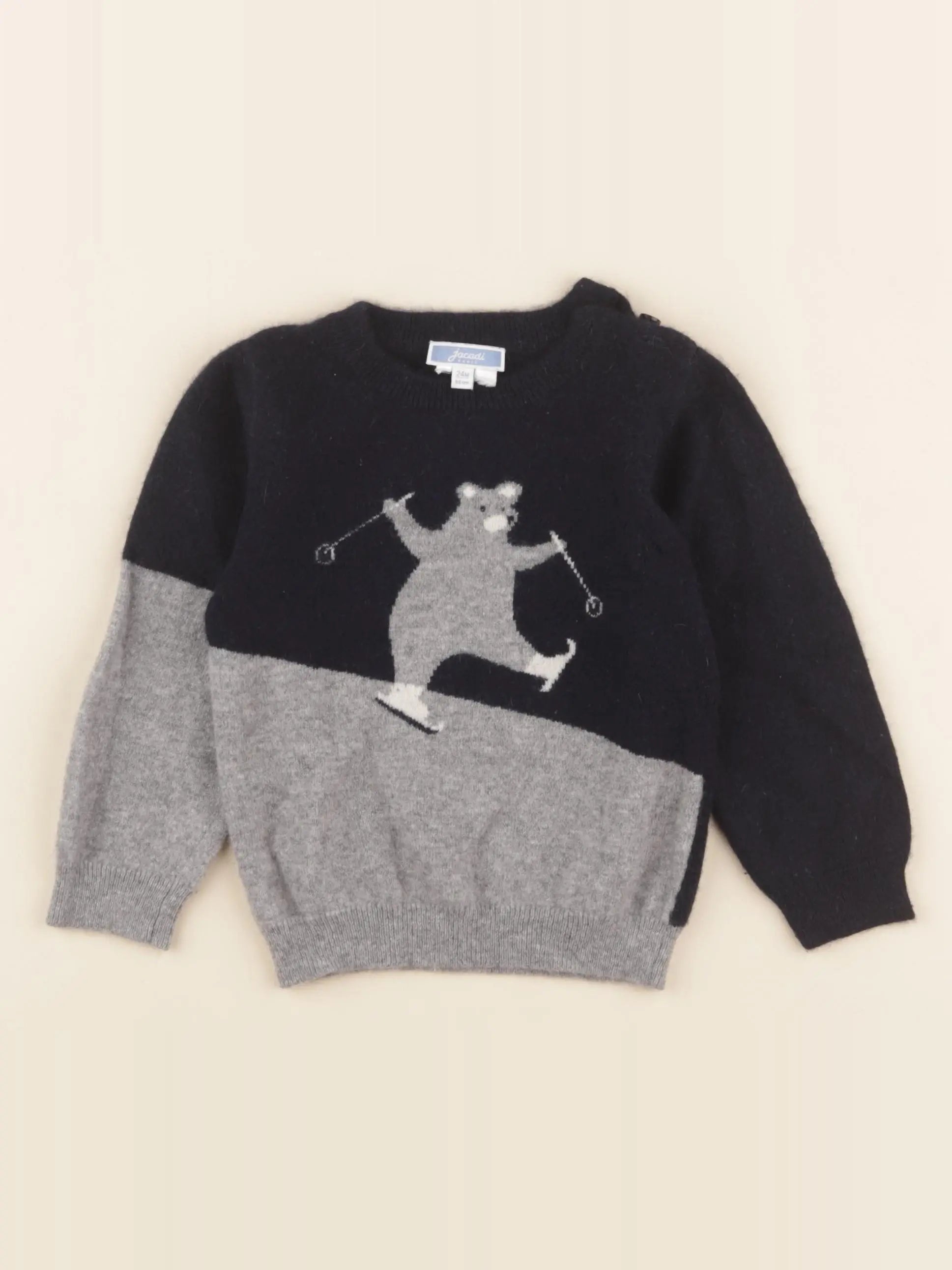 Jacadi - pull gris, bleu - 24 mois