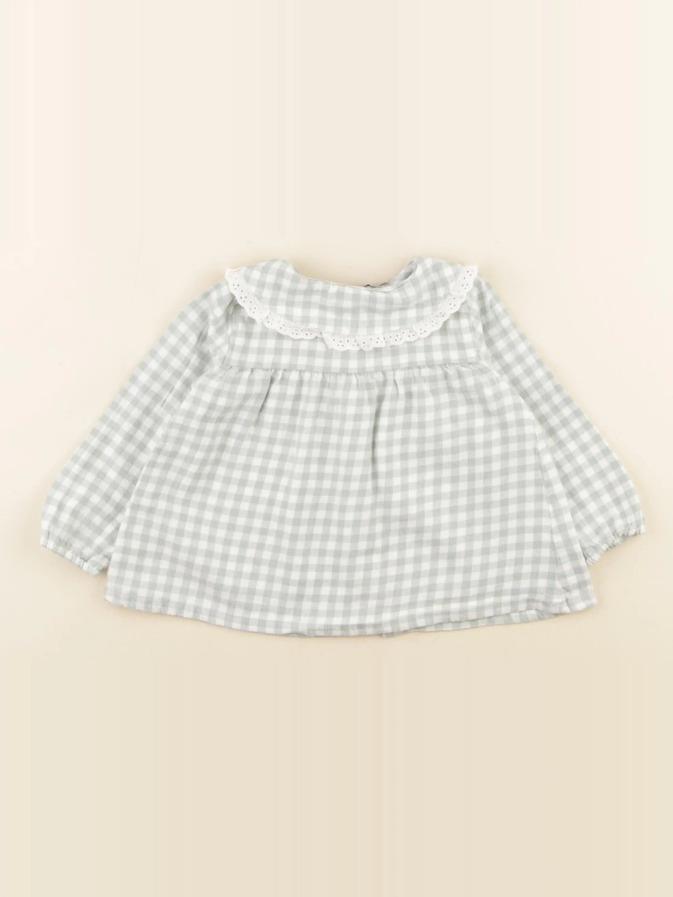 Boutchou - blouse vert, blanc - 12 mois