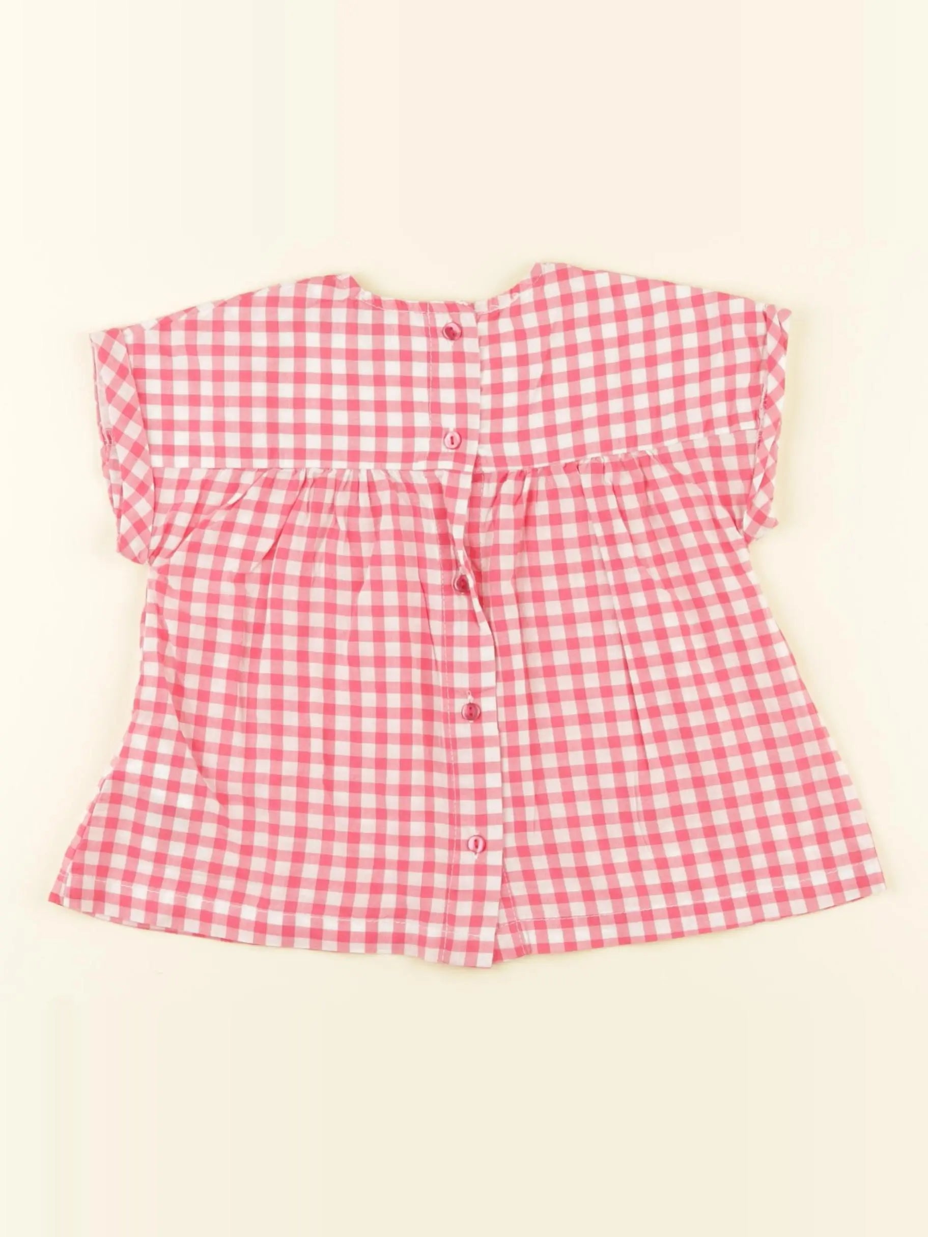 Vertbaudet - blouse blanc, rose - 12 mois