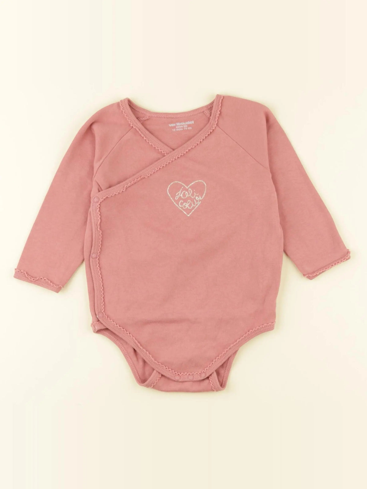 Vertbaudet - body rose - 12 mois