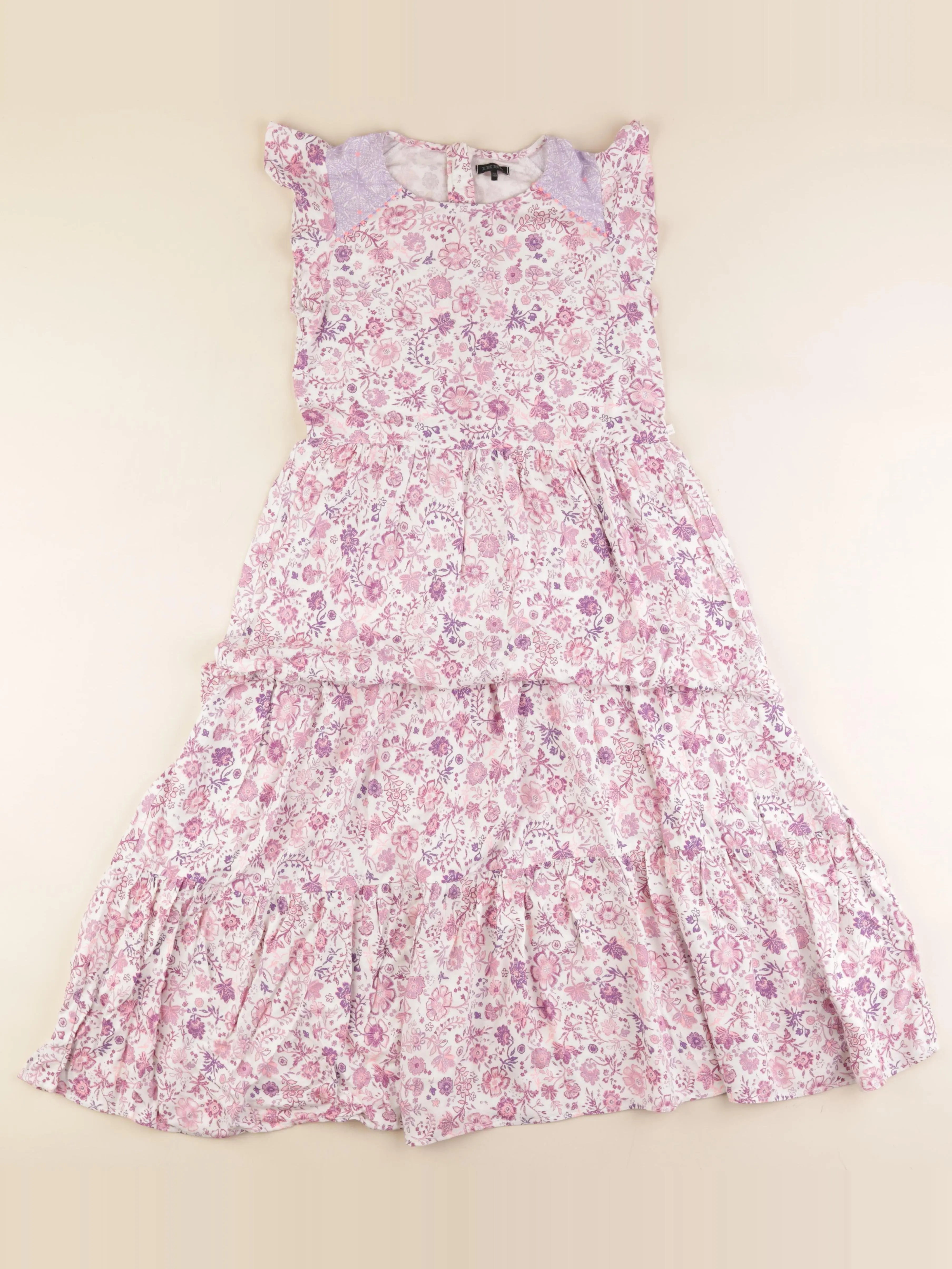 IKKS - robe blanc, rose - 10 ans
