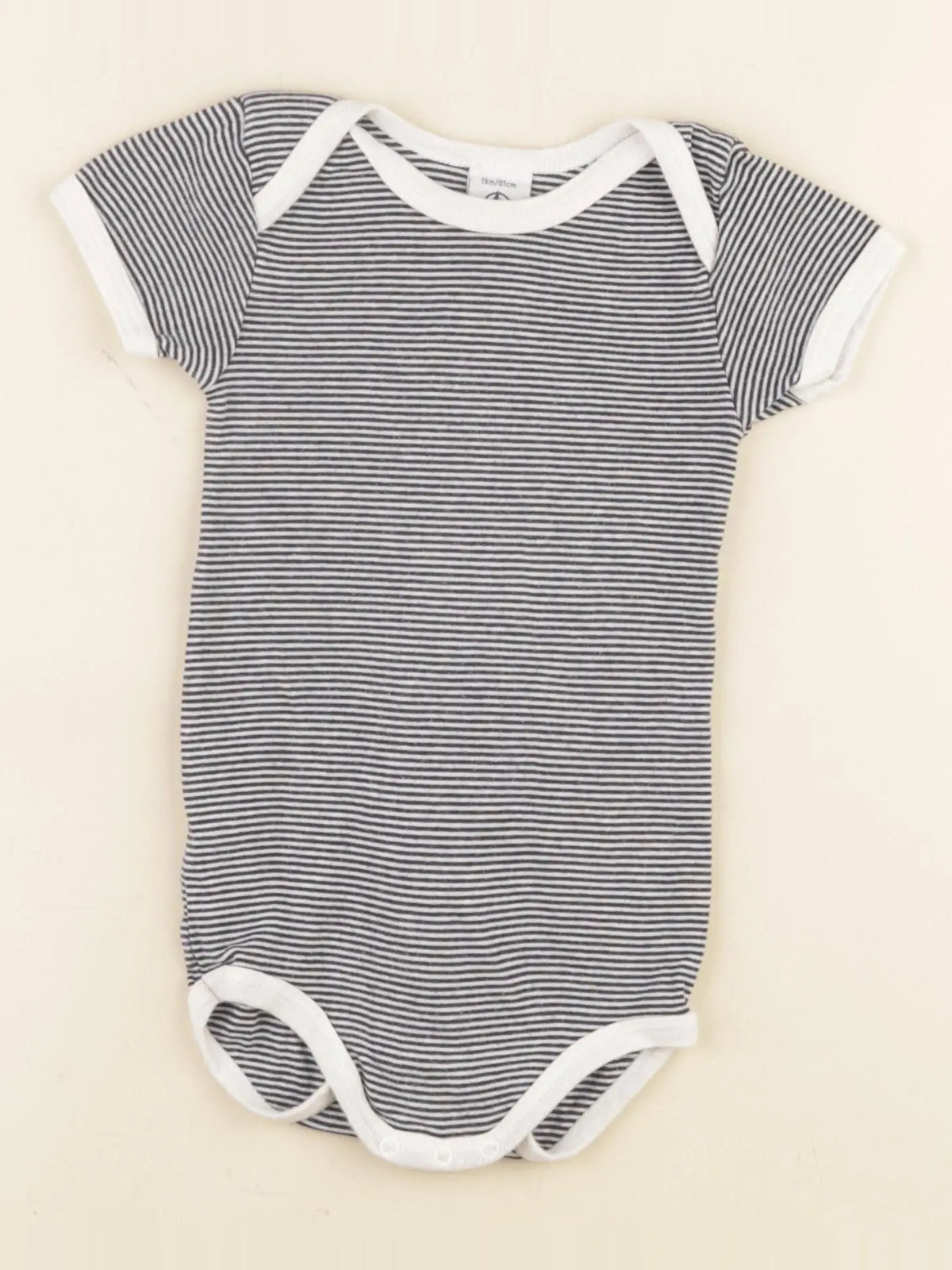 Petit Bateau - body blanc, bleu - 18 mois