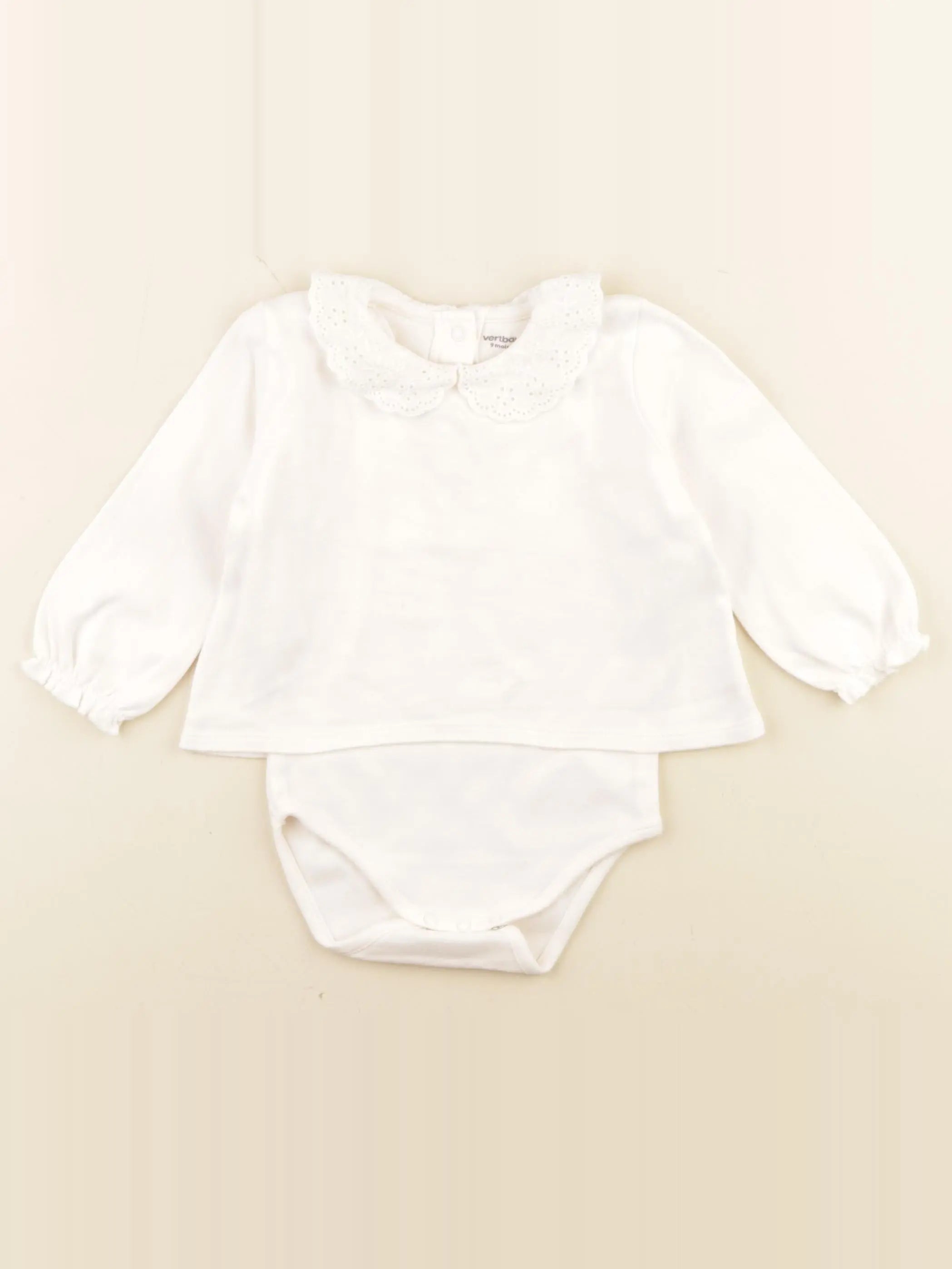 Vertbaudet - body tee-shirt blanc - 9 mois
