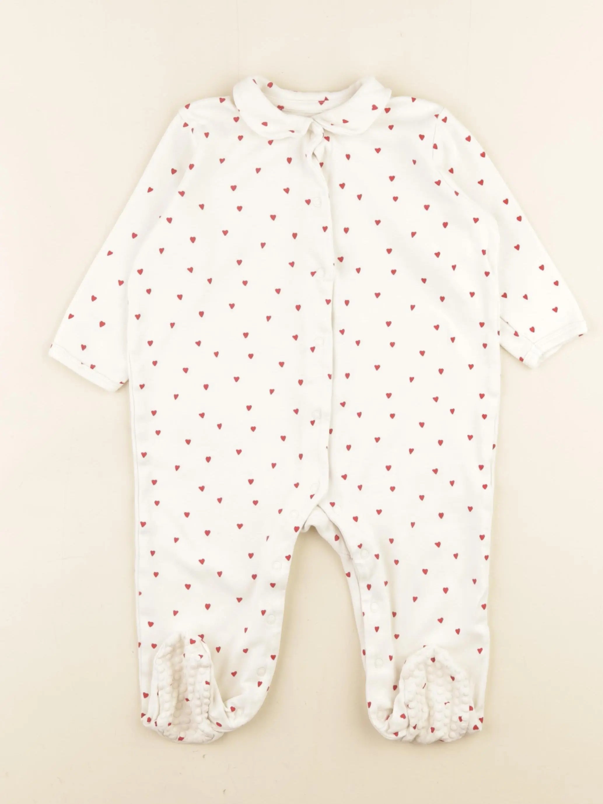 Vertbaudet - pyjama coton blanc, rouge - 18 mois