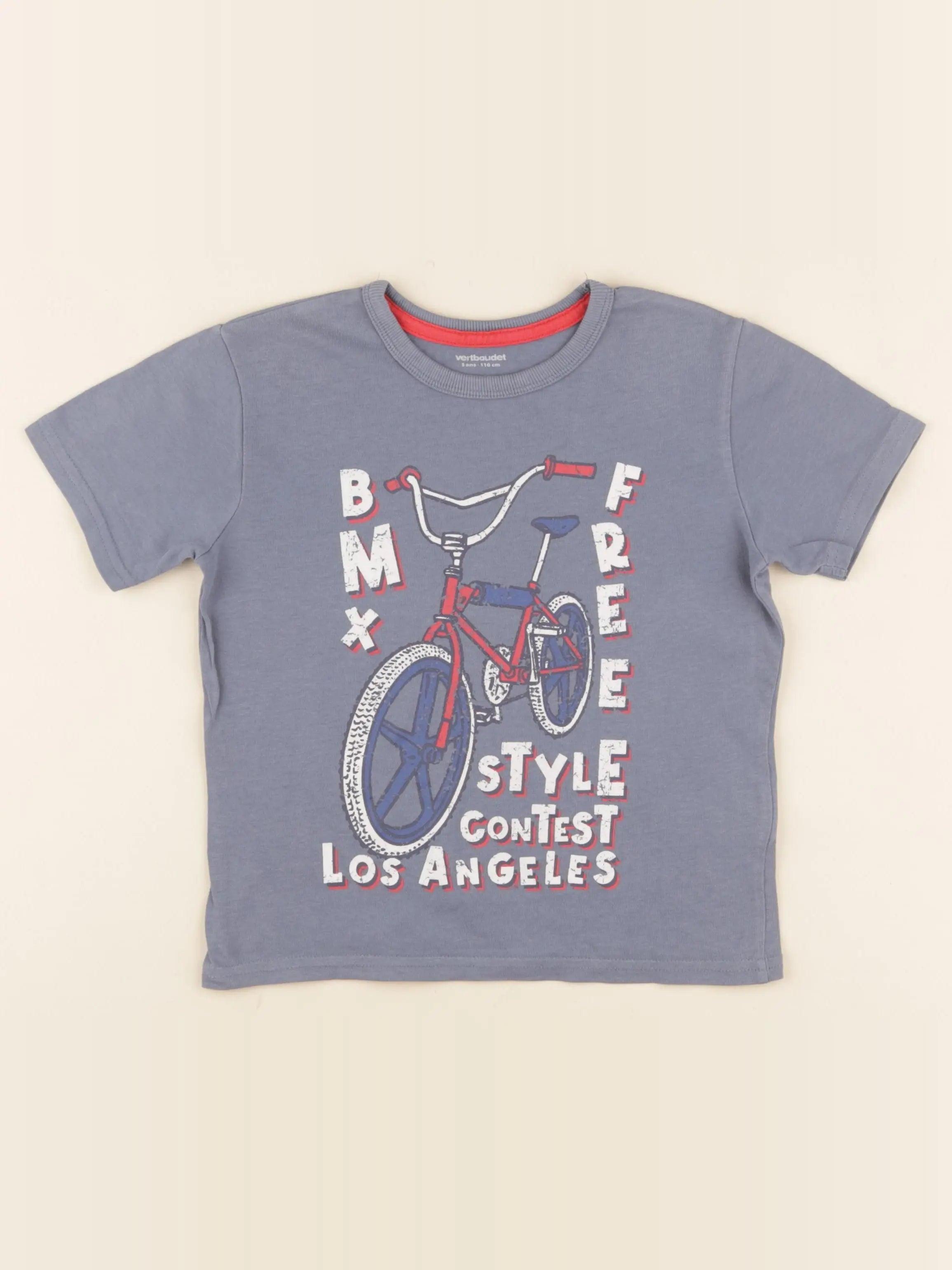 Vertbaudet - tee-shirt bleu - 5 ans