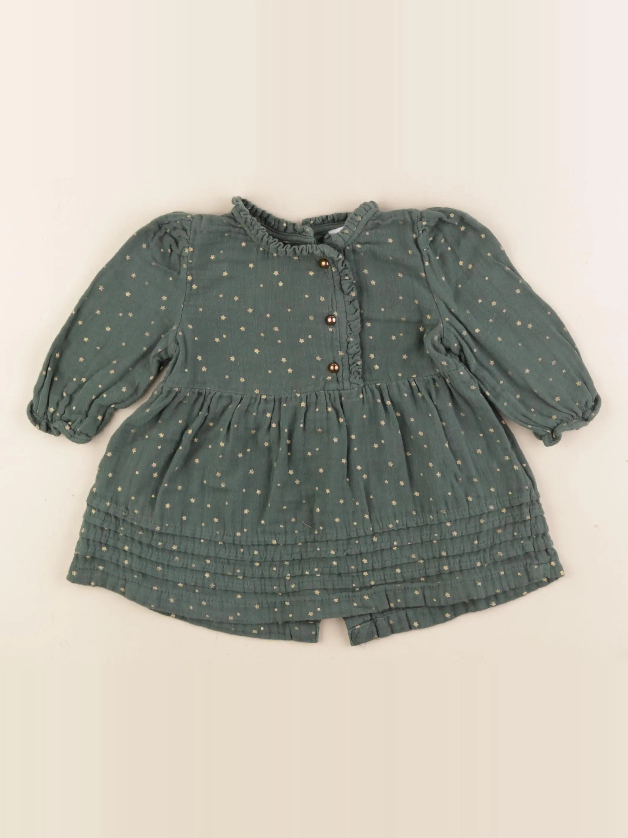 Vertbaudet - robe vert, or - 9 mois