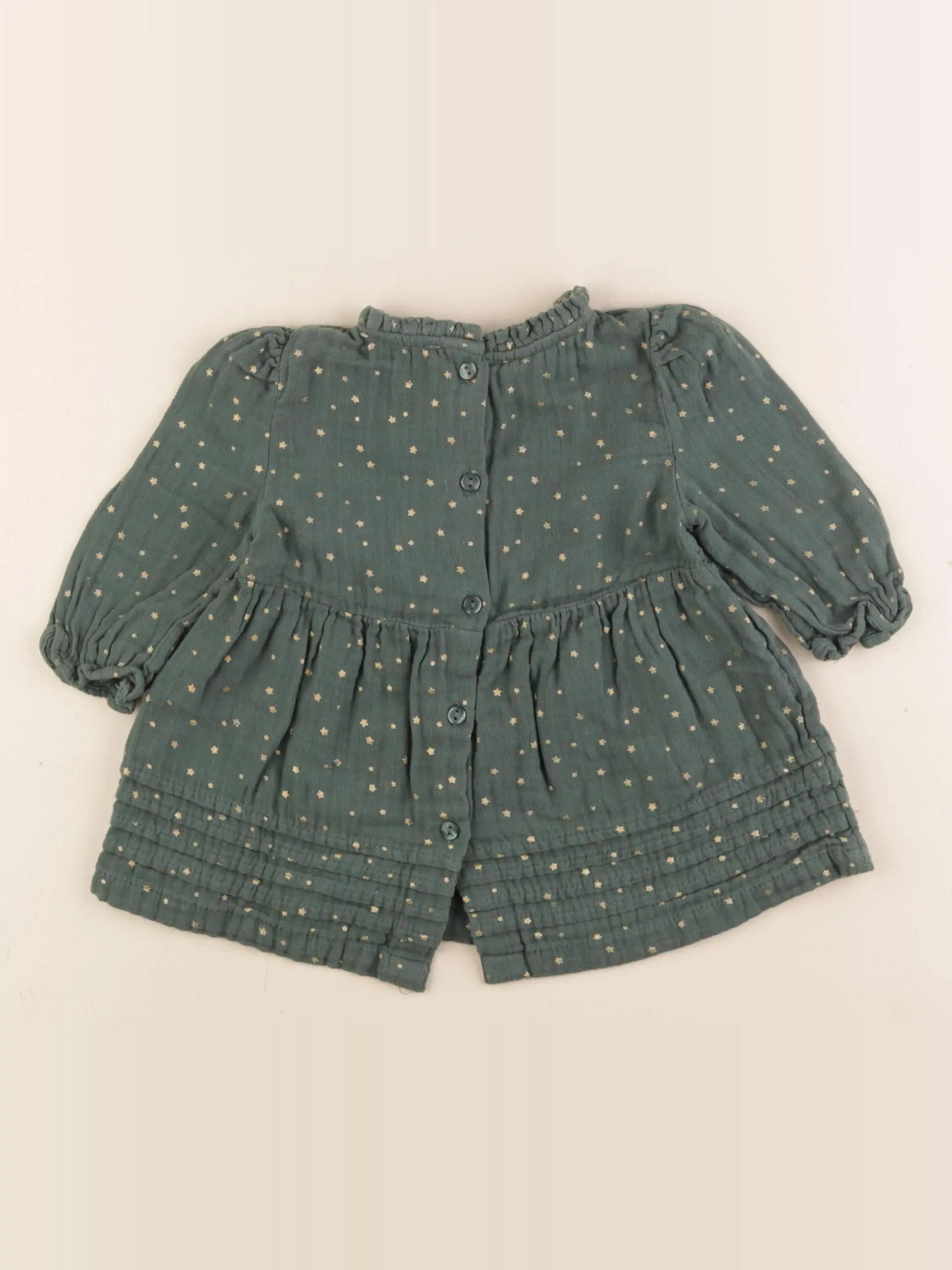 Vertbaudet - robe vert, or - 9 mois