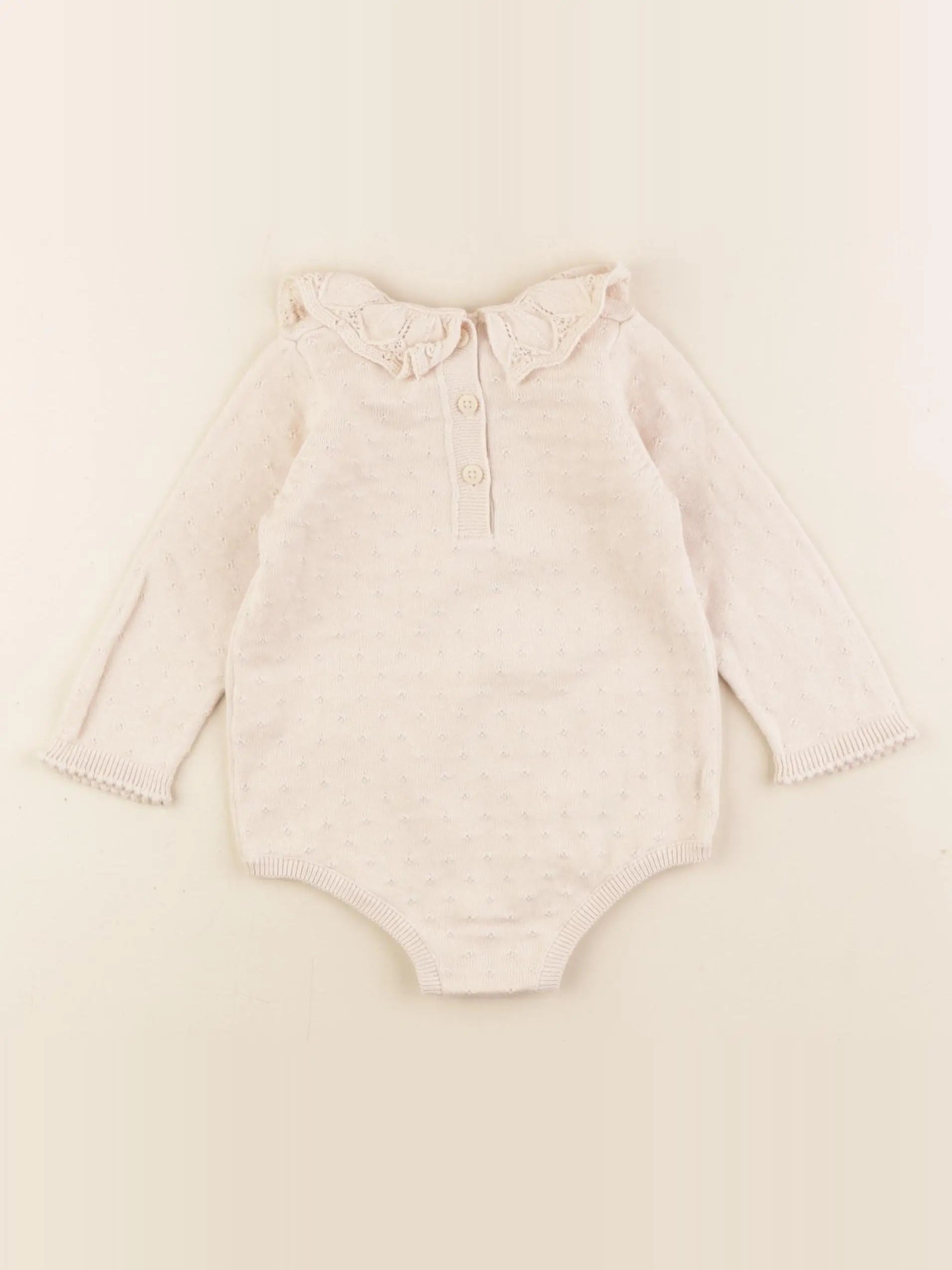 Vertbaudet - body à col beige - 9 mois