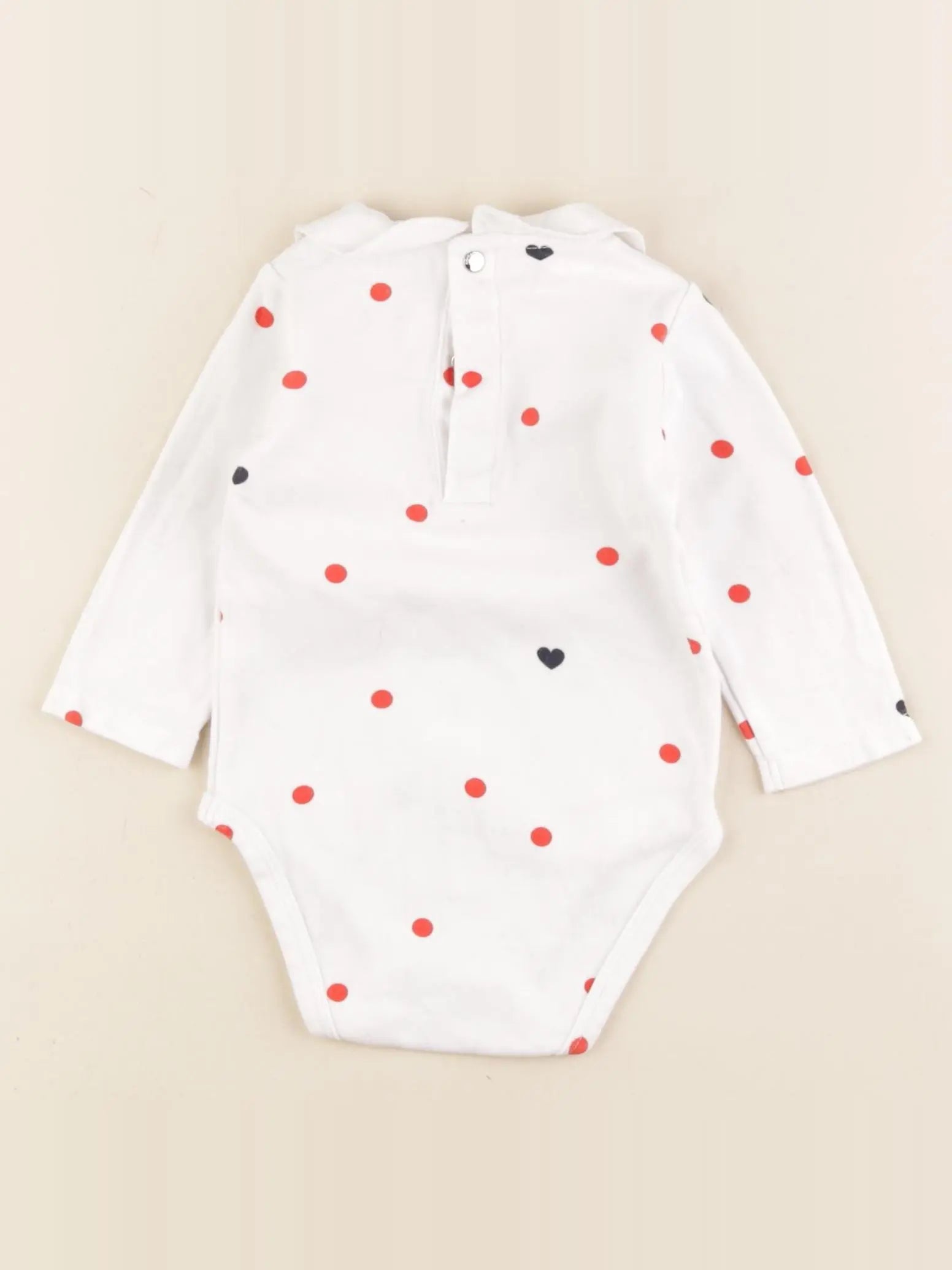Jacadi - body à col blanc, rouge - 6 mois