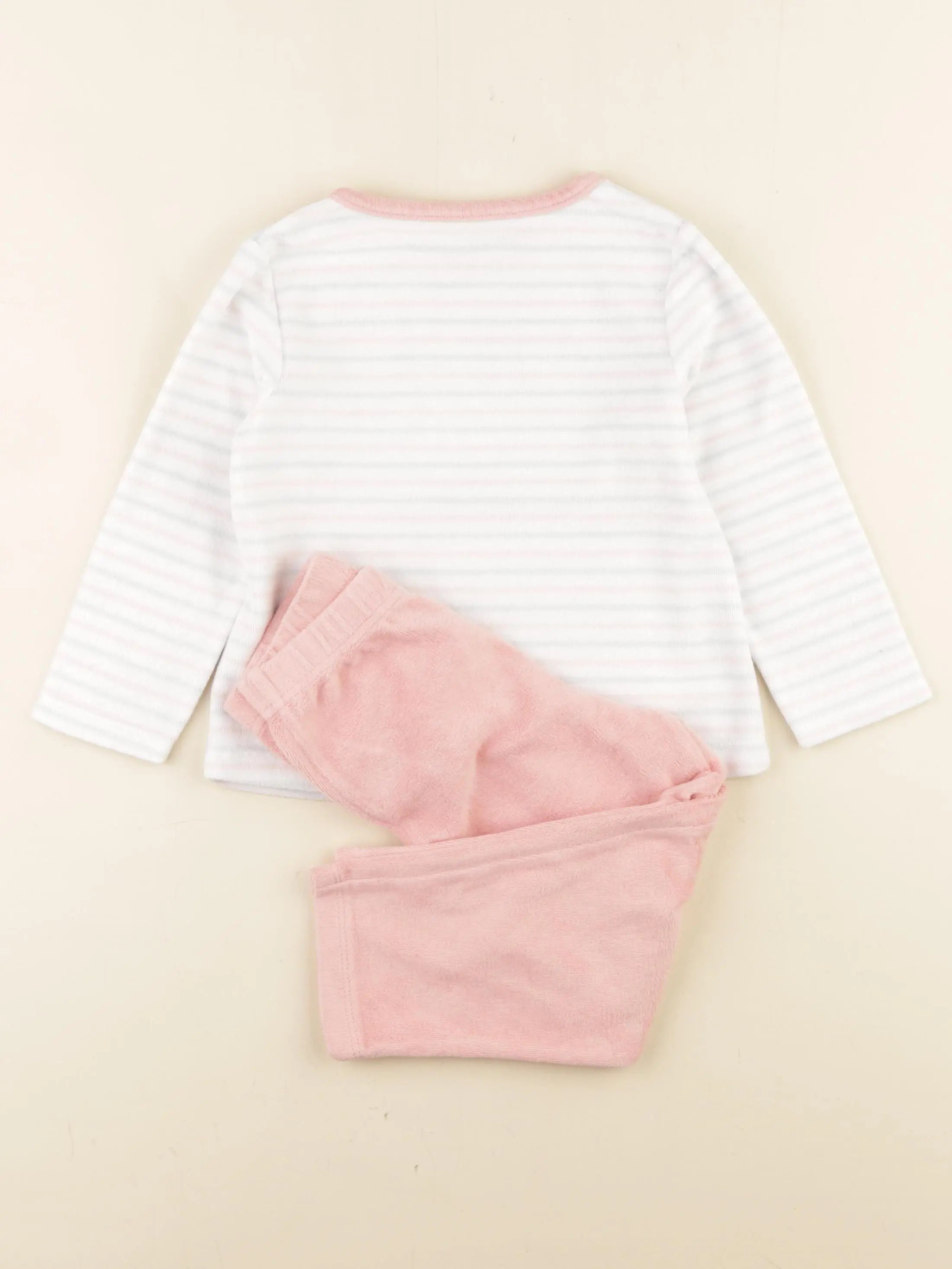 Vertbaudet - pyjama velours blanc, rose - 3 ans
