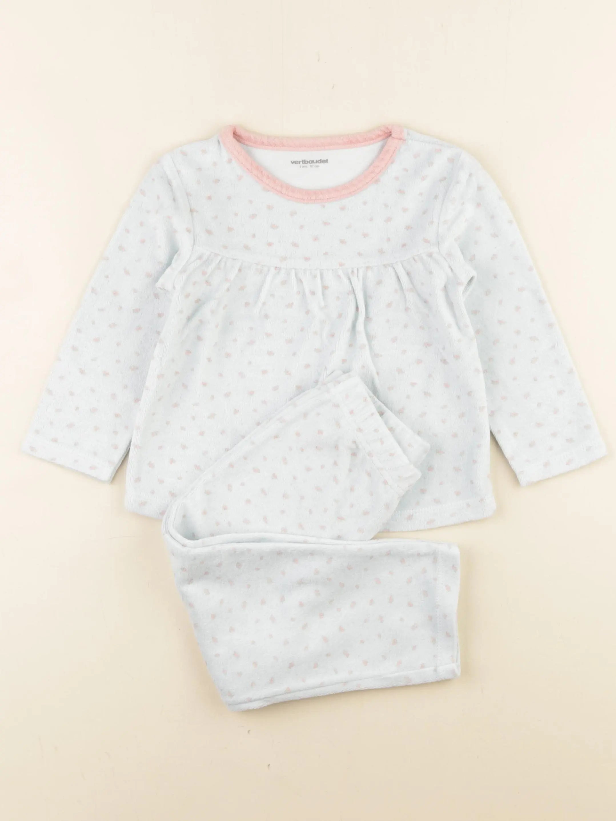 Vertbaudet - pyjama velours bleu - 3 ans