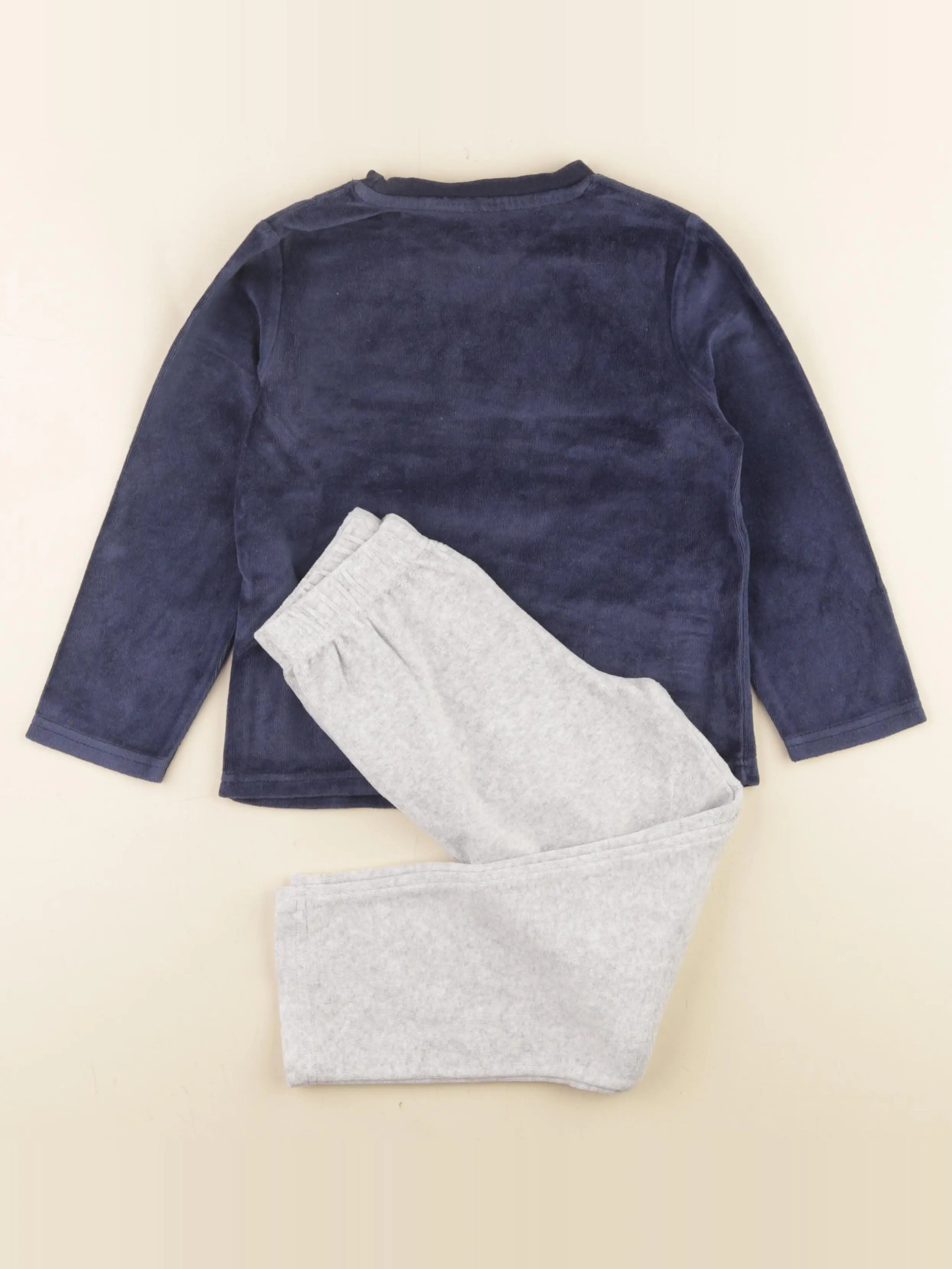 Vertbaudet - pyjama velours bleu, gris - 6 ans
