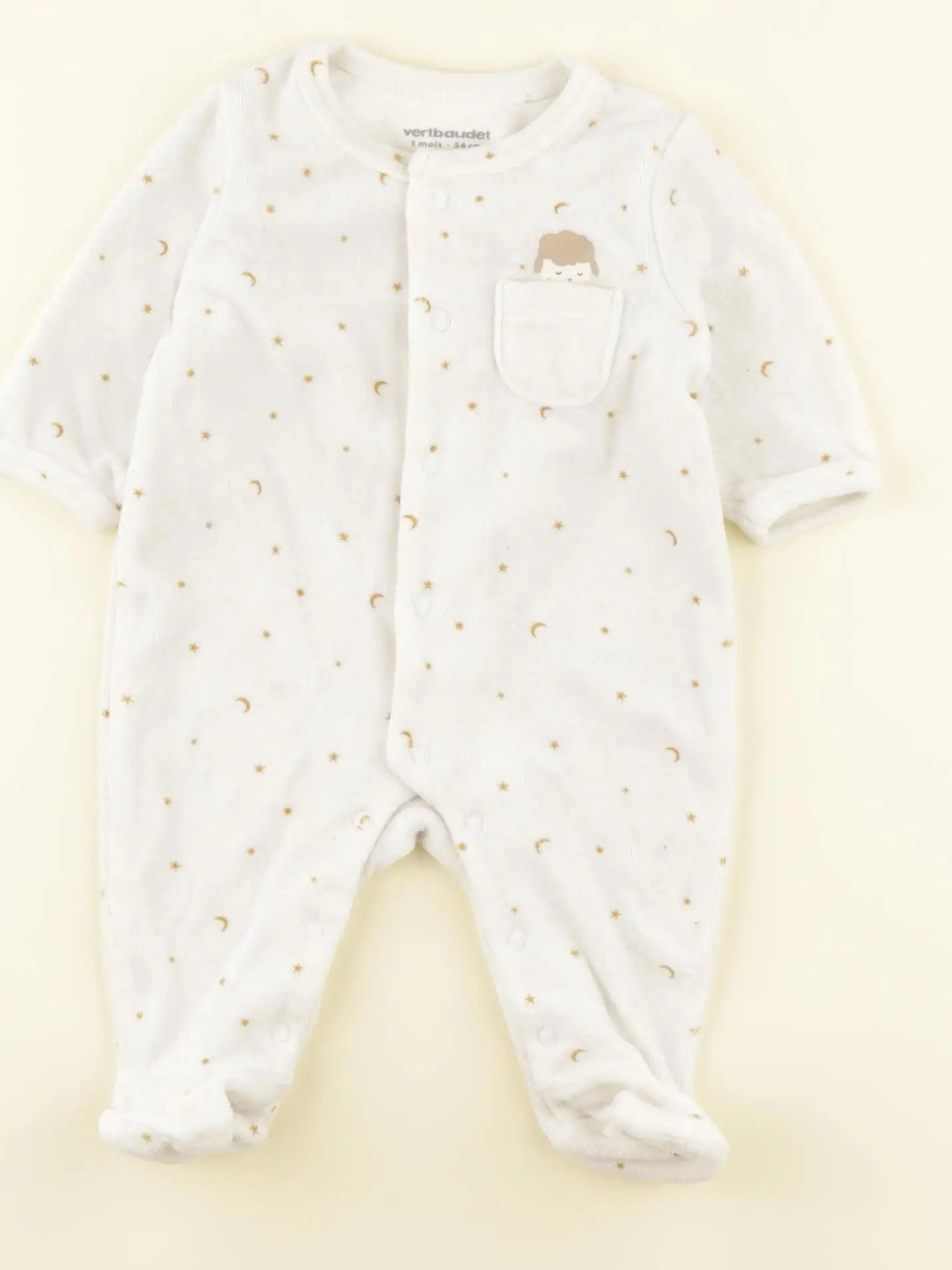 Vertbaudet - pyjama coton blanc - 1 mois