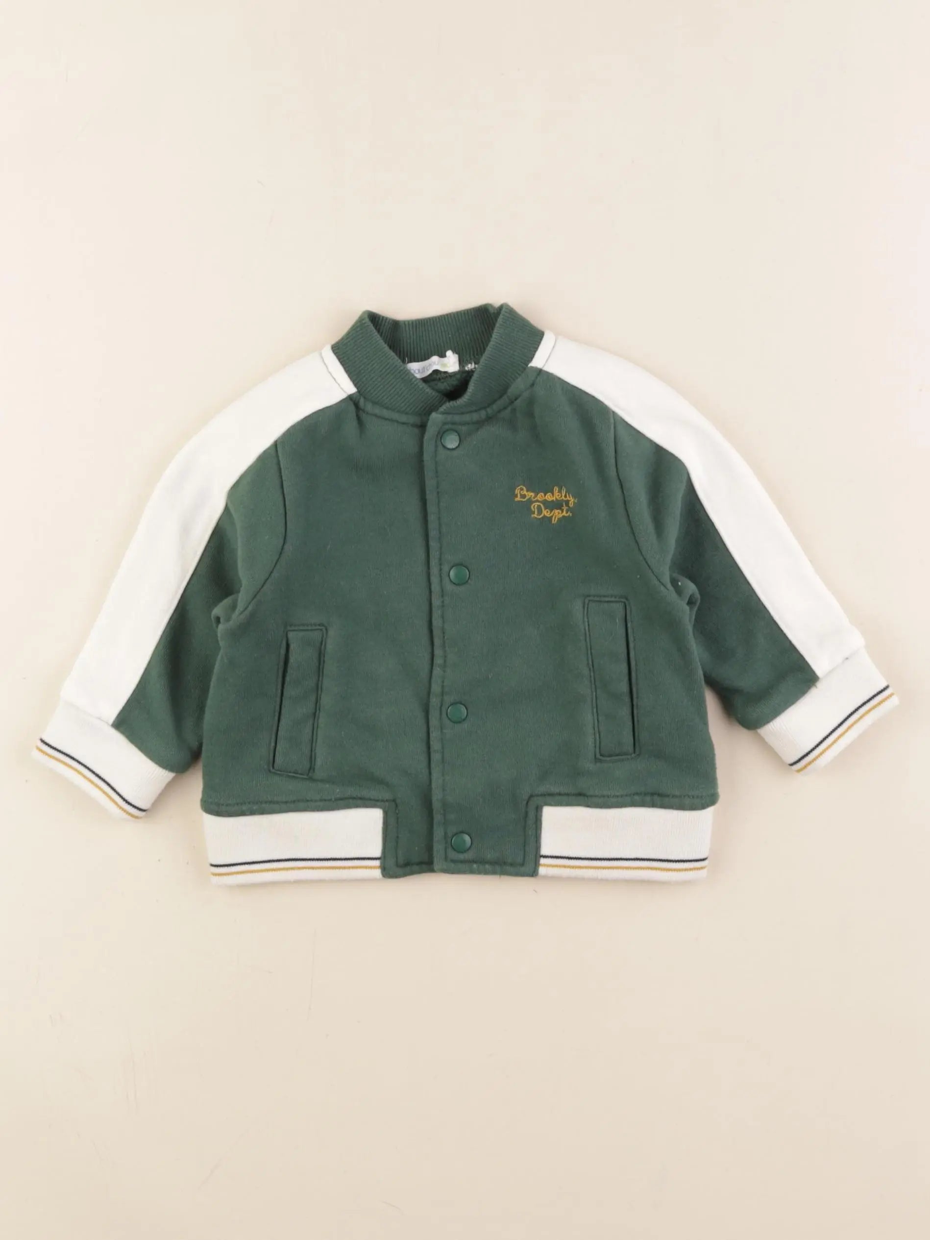 Boutchou - sweat imprimé au dos vert, blanc - 6 mois