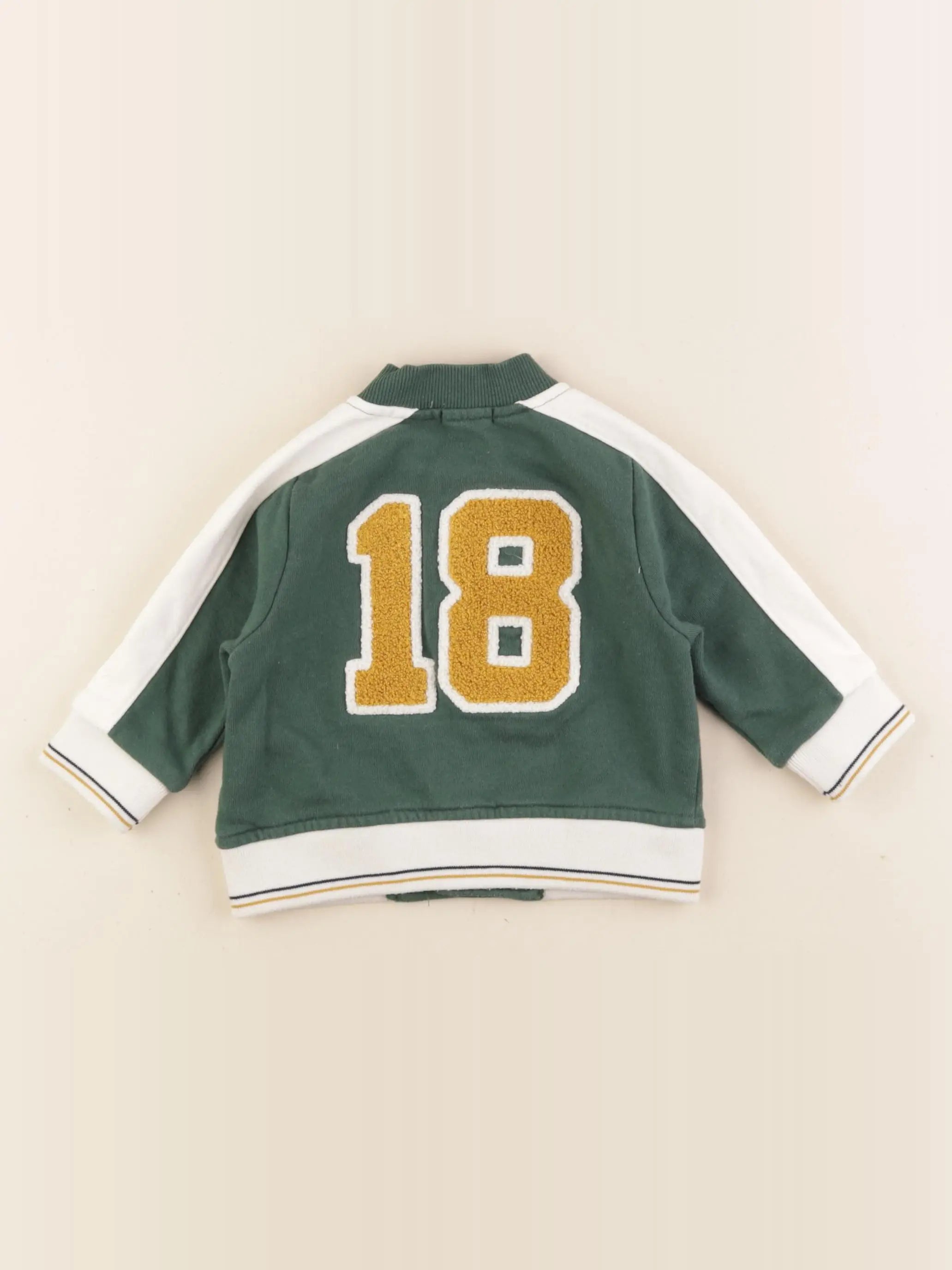 Boutchou - sweat imprimé au dos vert, blanc - 6 mois