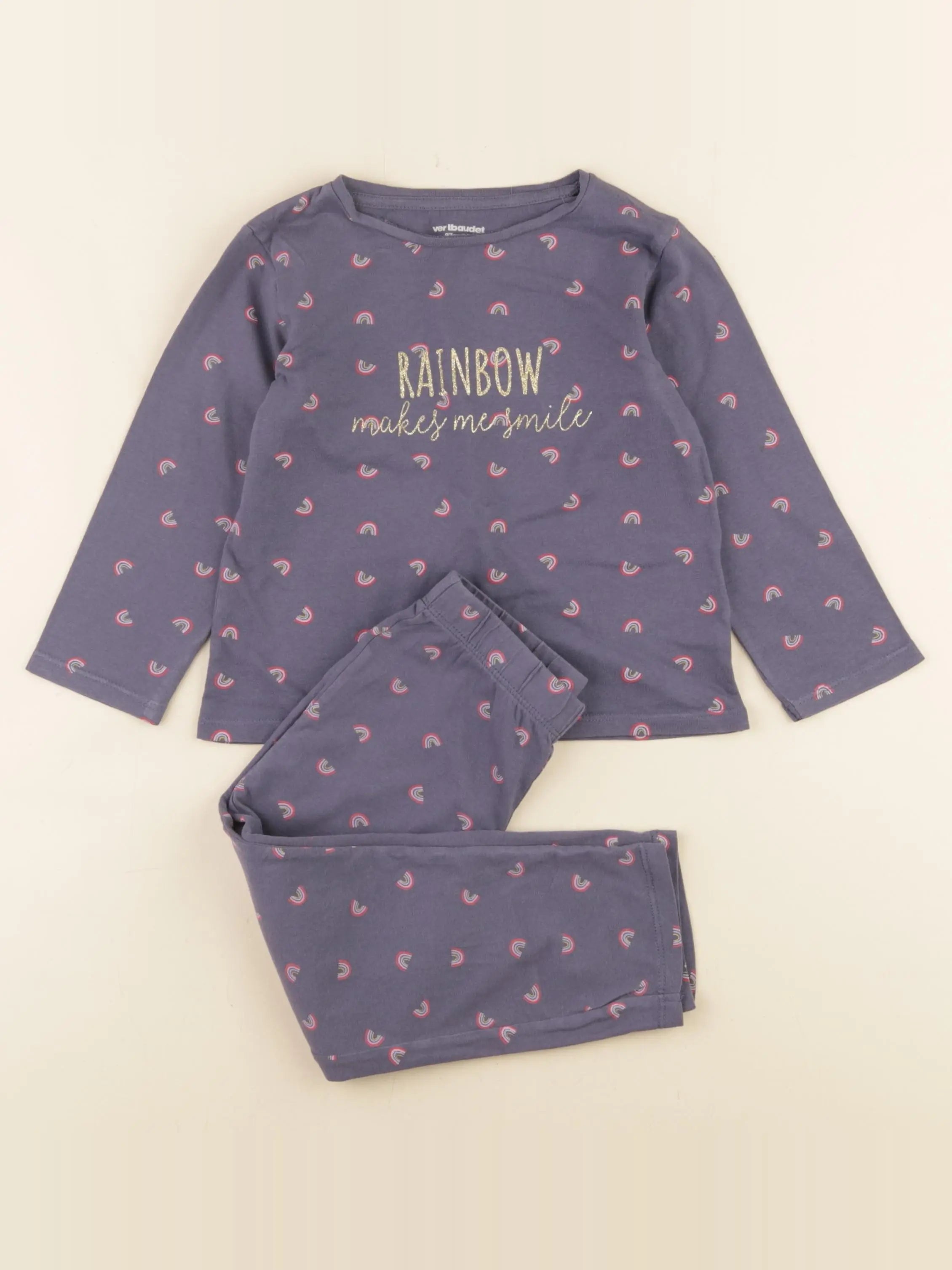 Vertbaudet - pyjama coton bleu, or - 3 ans