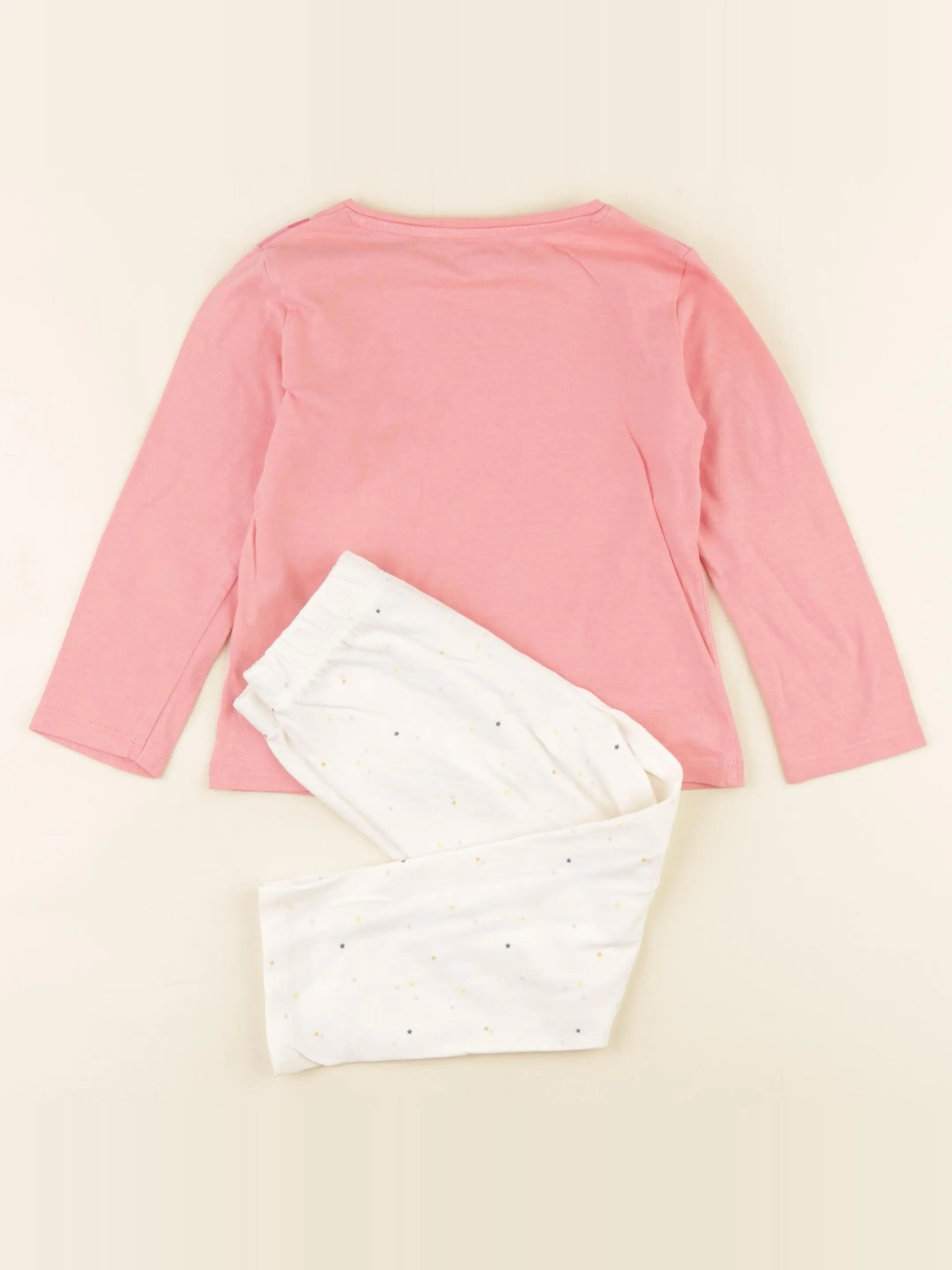 Vertbaudet - pyjama coton rose, beige - 3 ans