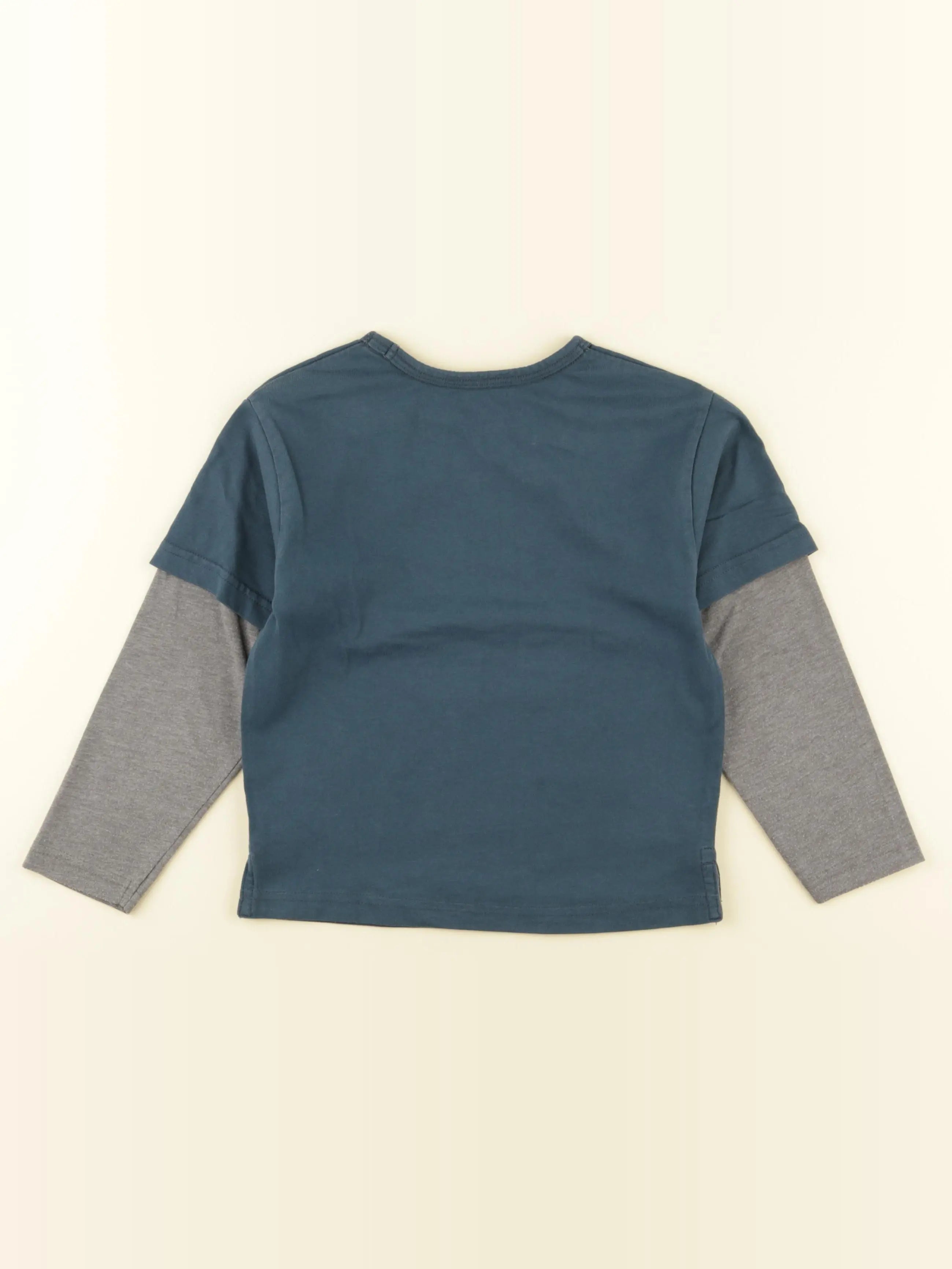 Vertbaudet - tee-shirt bleu, gris - 5 ans