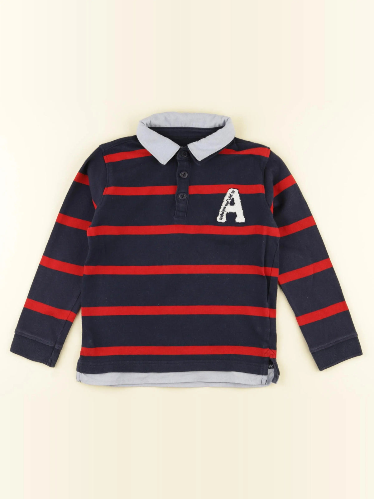 Vertbaudet - polo bleu, rouge - 6 ans