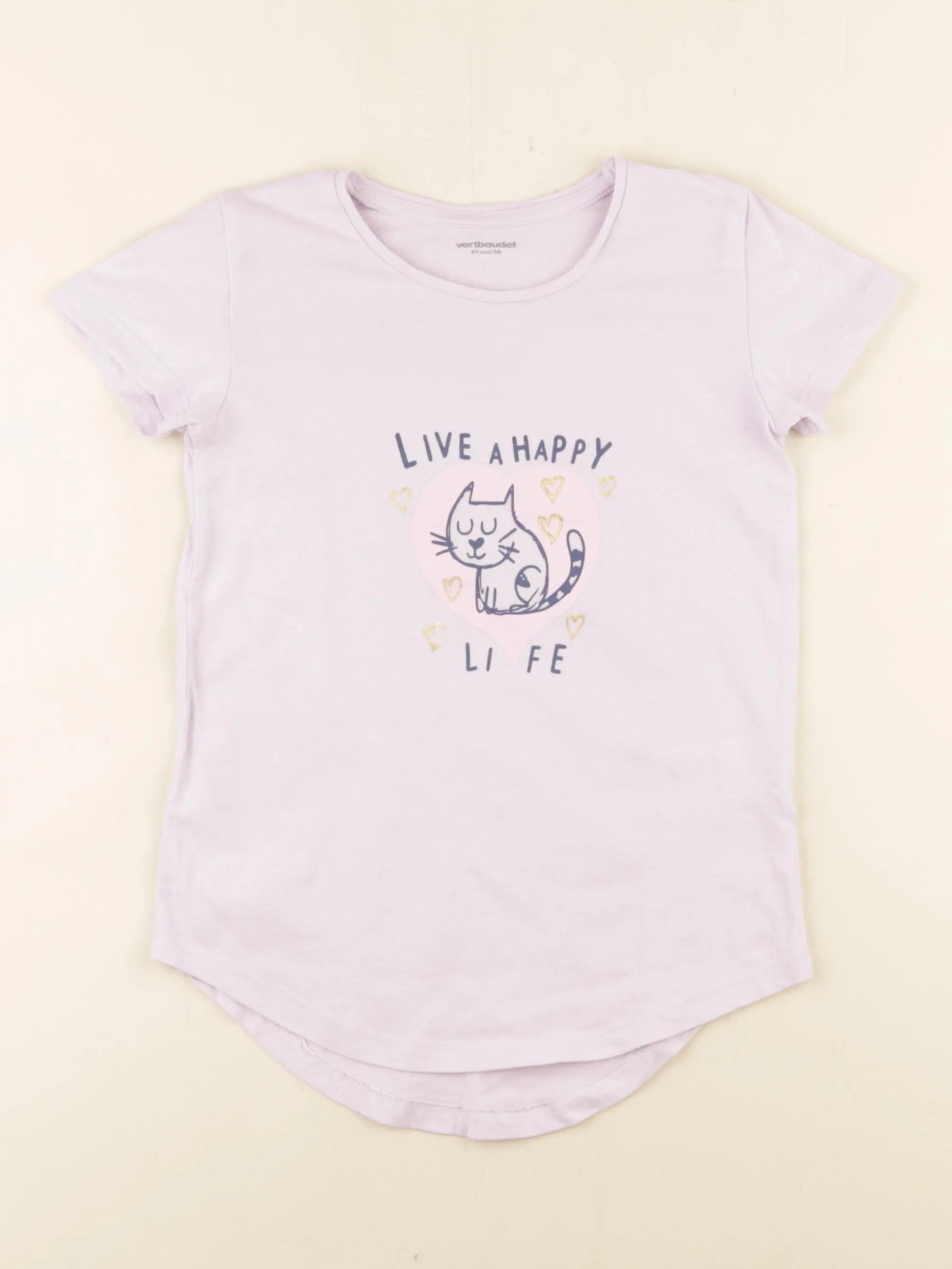 Vertbaudet - chemise de nuit coton or, violet - 3 ans